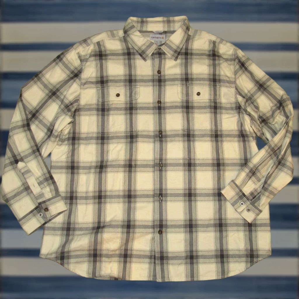 Carhartt VINTAGE CARHARTT Tan Plaid Long Sleeve Button Down Shirt 2XL XXL Size US XXL / EU 58 / 5 - 1 Thumbnail