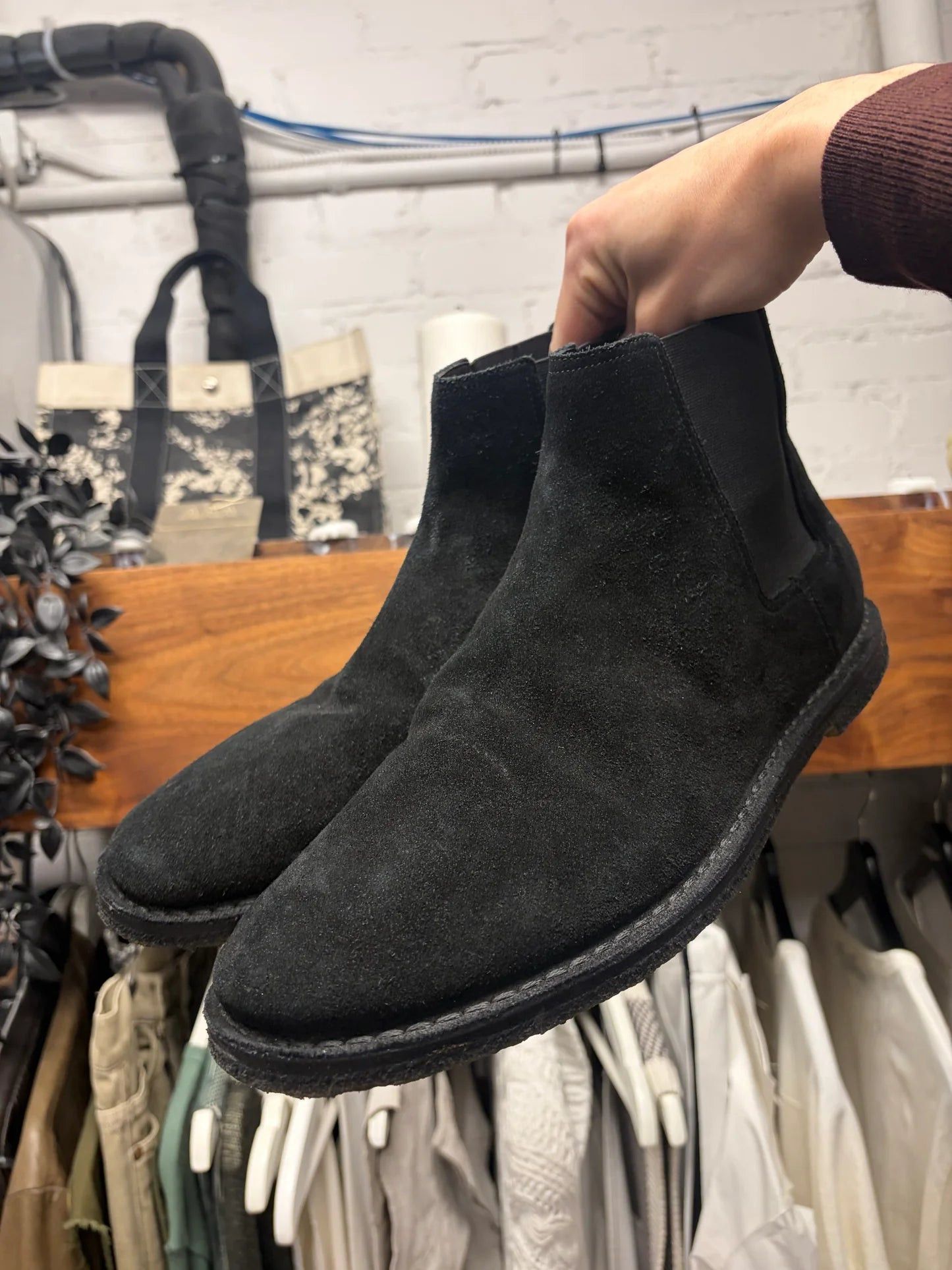 Saint Laurent Paris Saint Laurent Black Suede ‘Chelsea Boot’ With Crepe Sole Size US 12 / EU 45 - 1 Thumbnail