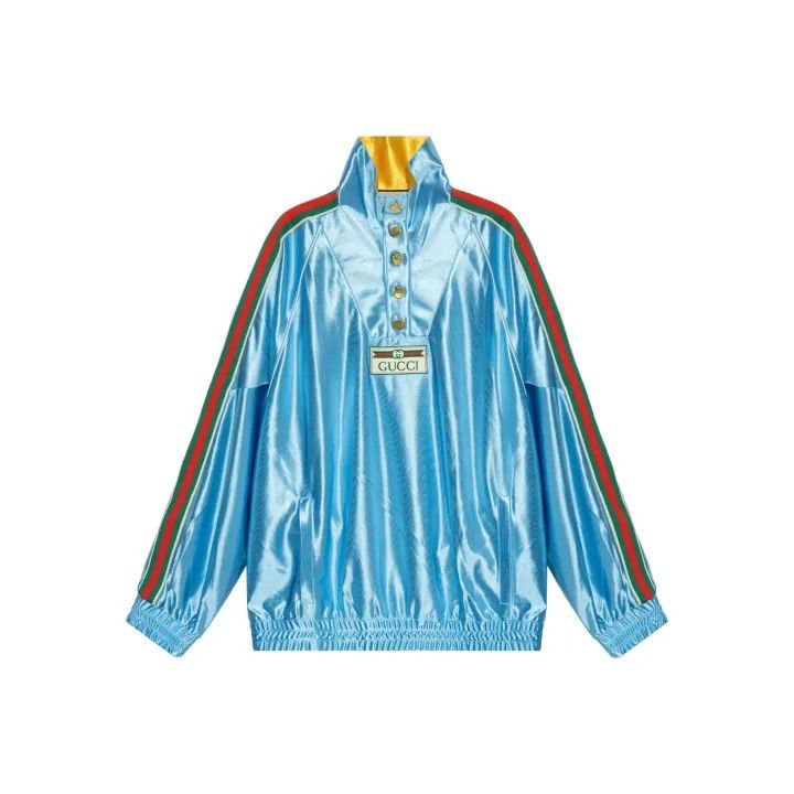 Gucci Blue Striped Logo Long Sleeve Sweatshirt
