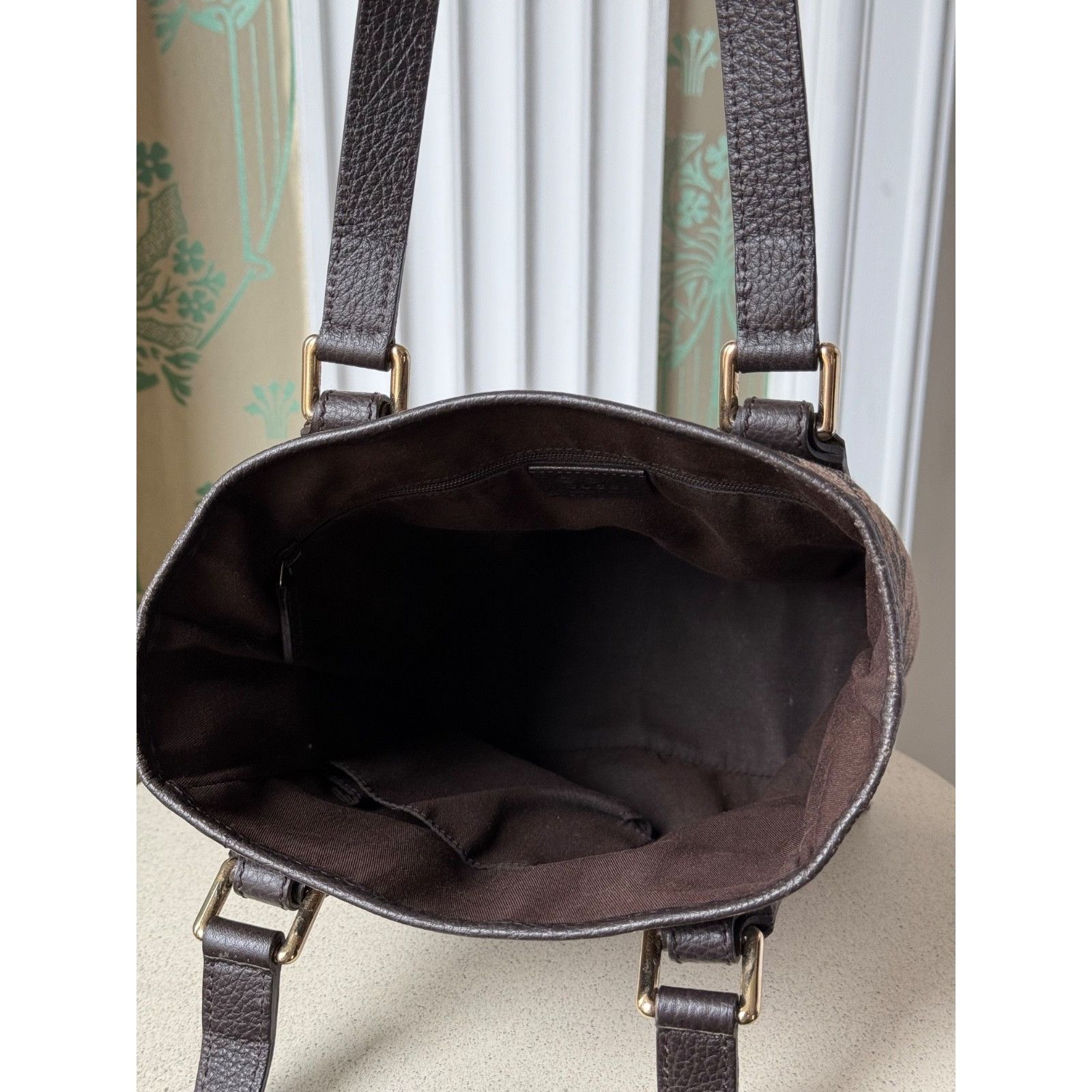Gucci Gucci Monogram GG Jaquard Canvas Grey Brown Small Tote Hand Size ONE SIZE - 10 Thumbnail