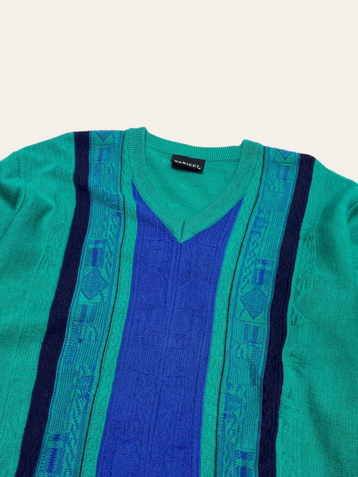 Vintage 90s Vintage GABICCI Crazy Style Dope Colours Sweater V Neck Size US M / EU 48-50 / 2 - 2 Thumbnail