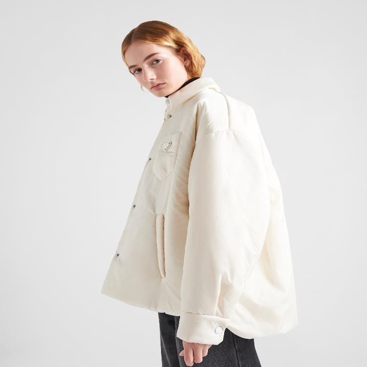 Prada o1B3y1r0426 Re-Nylon Padded Jacket in White Size S / US 4 / IT 40 - 3 Thumbnail
