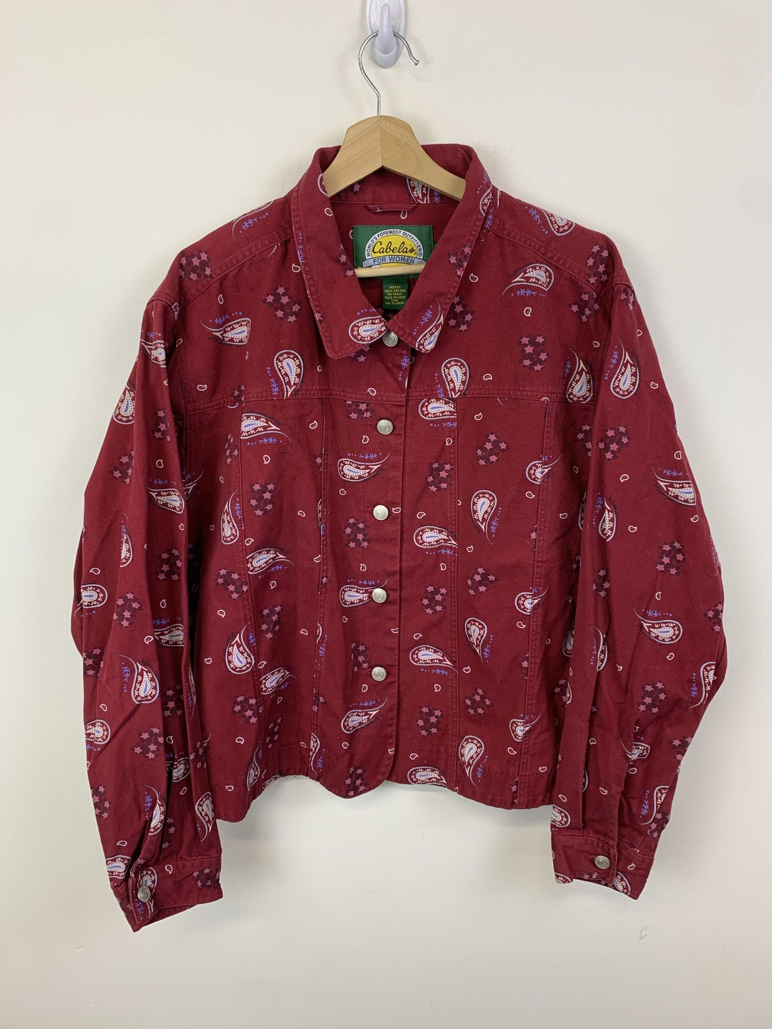 NASCAR Vintage Cabelas Red Bandana Print Canvas Trucker Jacket Size L (XXL) Size US L / EU 52-54 / 3 - 1 Thumbnail