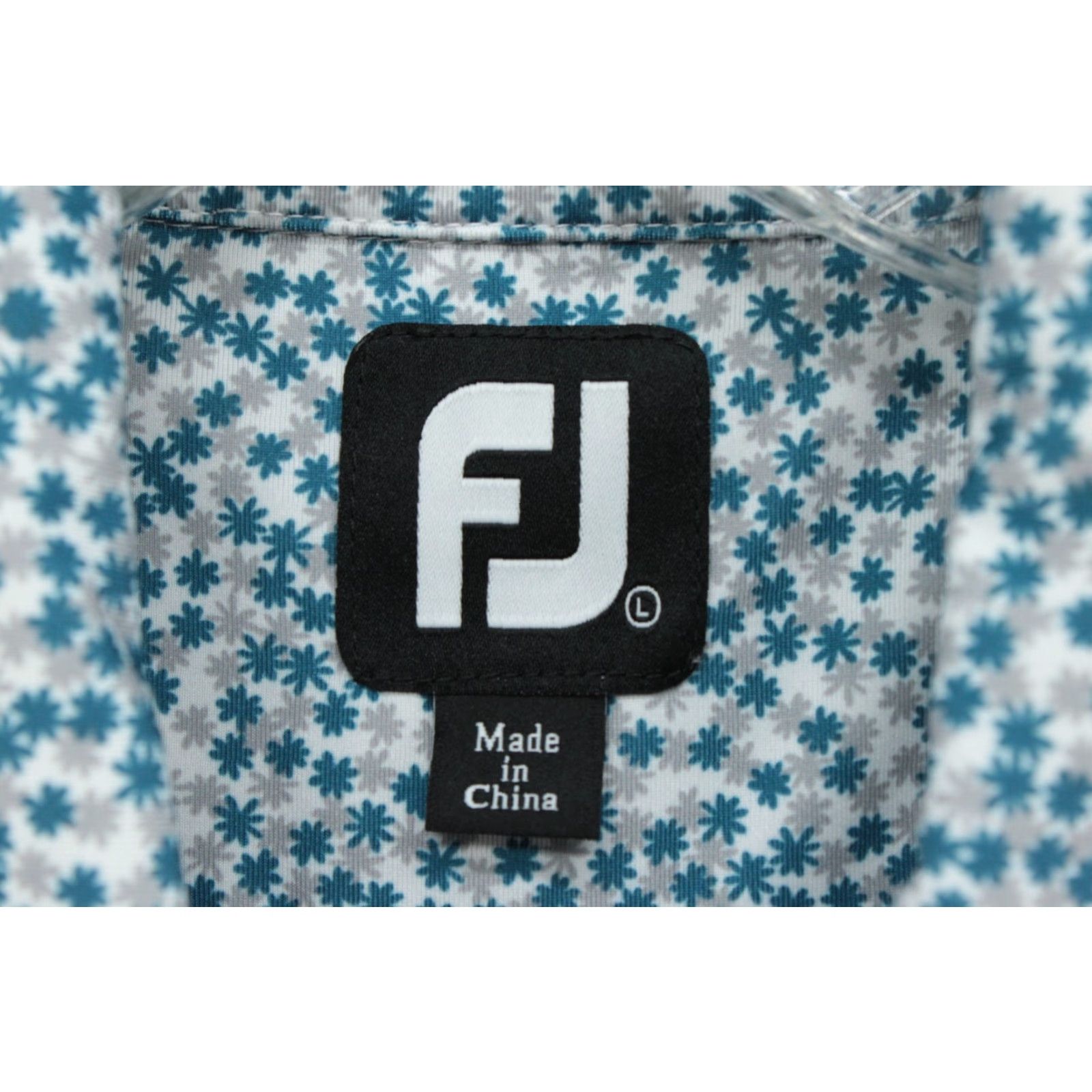 Footjoy Footjoy FJ Golf Shirt Men's Large Blue Geometric Short Sleeve Performance Polo Size US L / EU 52-54 / 3 - 8 Thumbnail