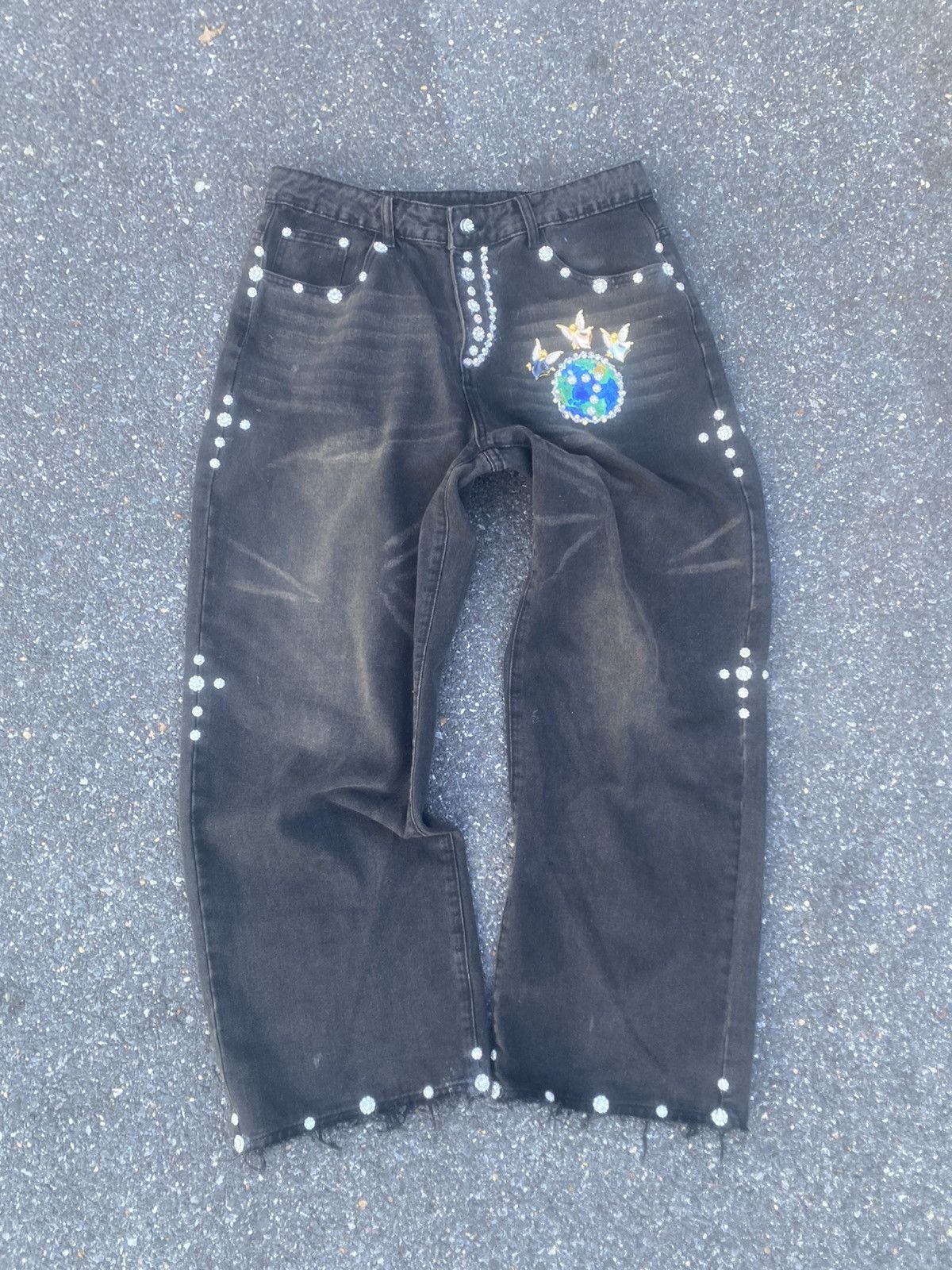 Japanese Brand Three Angel Message Jeweled Denim Sample 🌎🪽🪽🪽🎺🎺🎺 Size US 36 / EU 52 - 1 Thumbnail