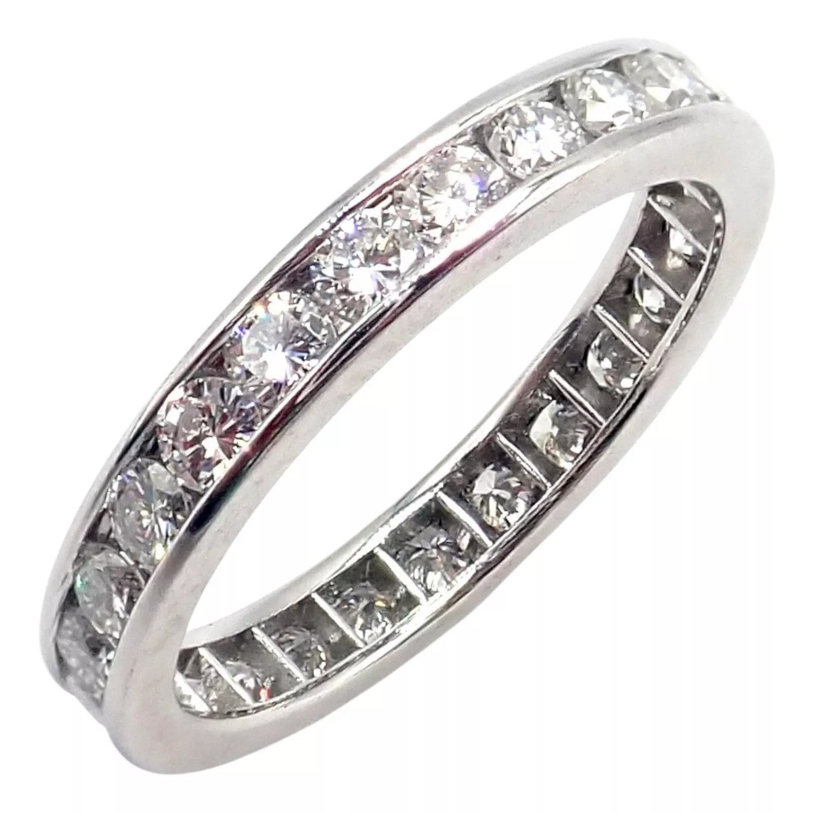 Tiffany & Co Platinum 0.80ct Diamond Eternity 3mm Band Ring