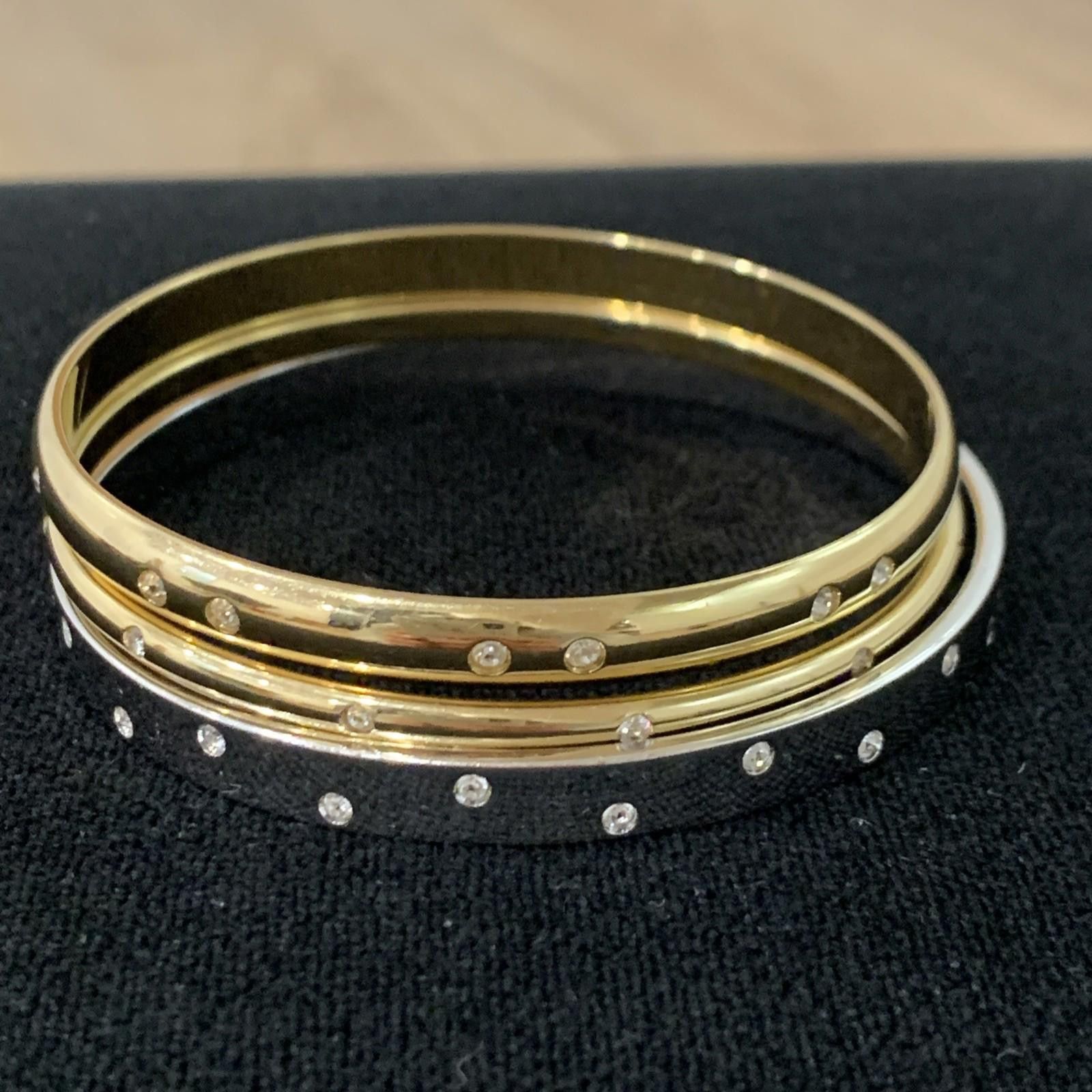 Swarovski 1990s Savvy by Swarovski Bangle Set Gold Tone w/ Crystals Size ONE SIZE - 8 Thumbnail