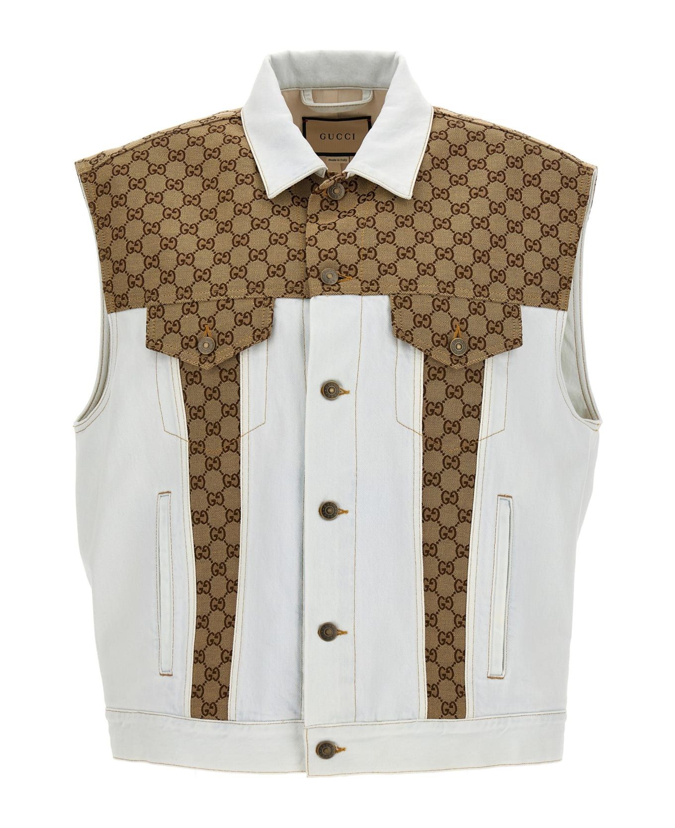 Gucci o1loc1c0226 756350 Washed Organic Denim Vest With GG Size US M / EU 48-50 / 2 - 1 Thumbnail