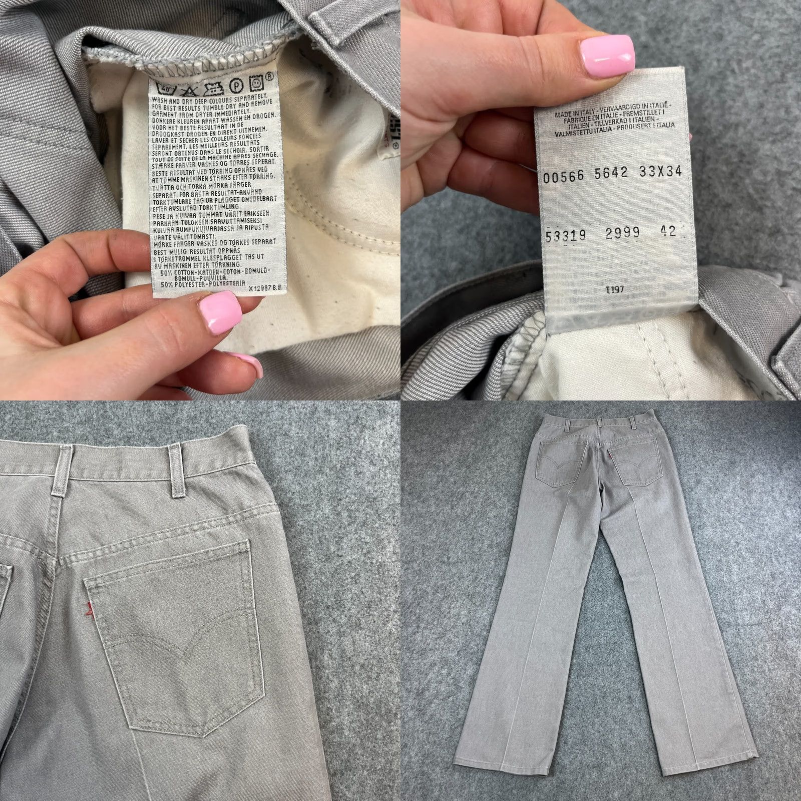 Levi's VINTAGE Levi's Sta-Prest Mens Jeans Bootcut 30 Regular Denin Light Grey 90s Mens Jeans Size US 30 / EU 46 - 8 Thumbnail
