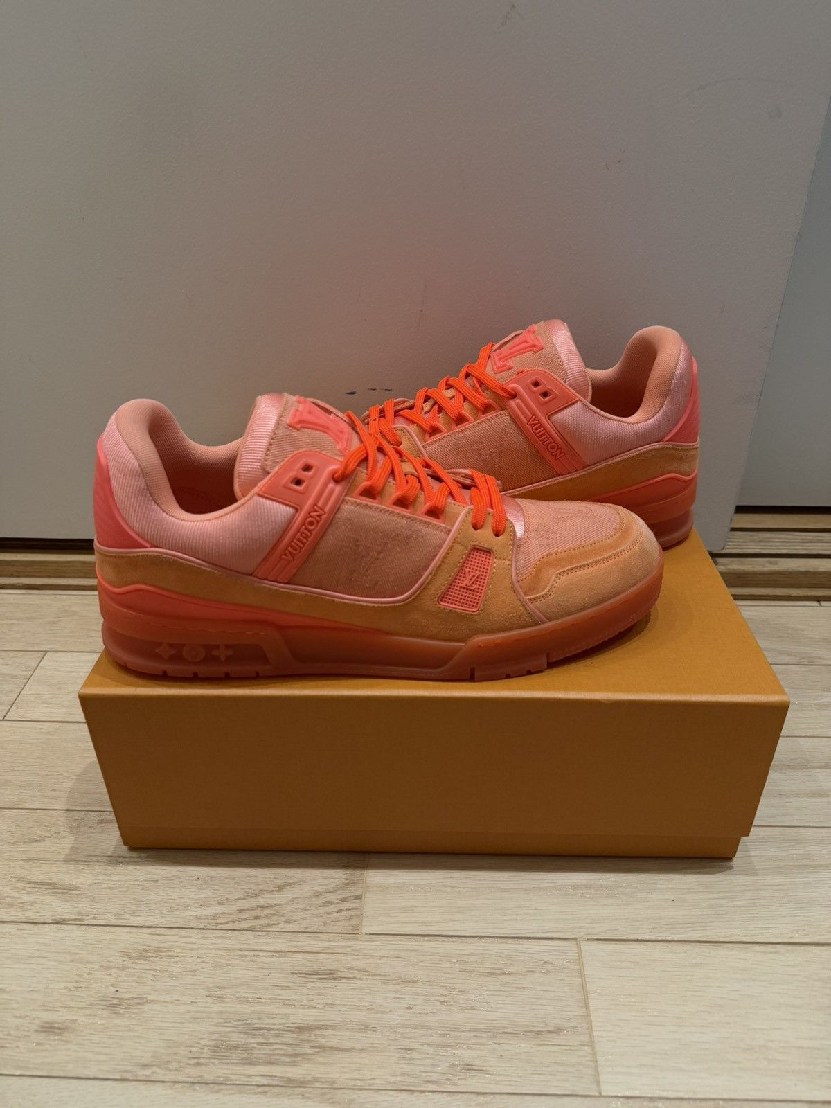 Louis Vuitton Trainer Neon Orange Monogram size