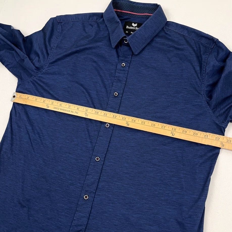 Vintage Buttercloth Shirt Mens XL Regular Blue Stretch Cotton Button Up Casual Preppy Size US XL / EU 56 / 4 - 4 Thumbnail