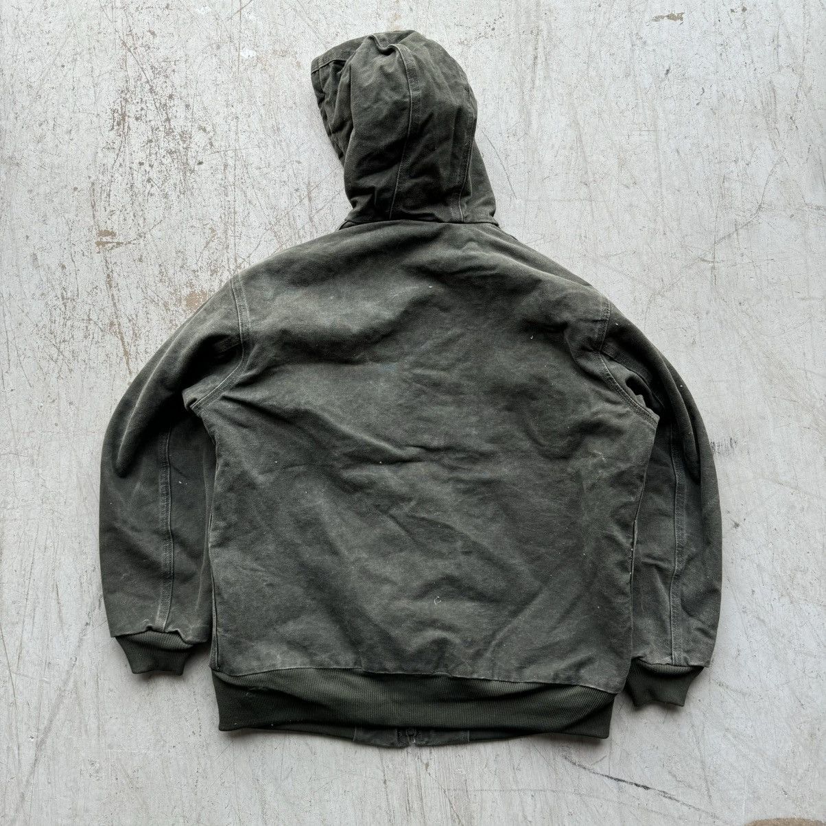 Carhartt × Vintage Vintage Carhartt Moss Green Faded Distressed Jacket Hooded Size US XL / EU 56 / 4 - 4 Thumbnail