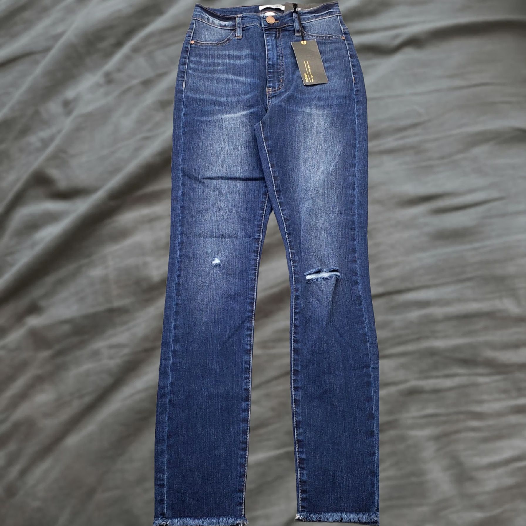 Vintage Refuge Womens Jeans 2 Blue Denim High Rise Frayed Hem Skinny Streetwear 2 Womens Blue Denim Skinny Jeans Size 26" / US 2 / IT 38 - 1 Thumbnail