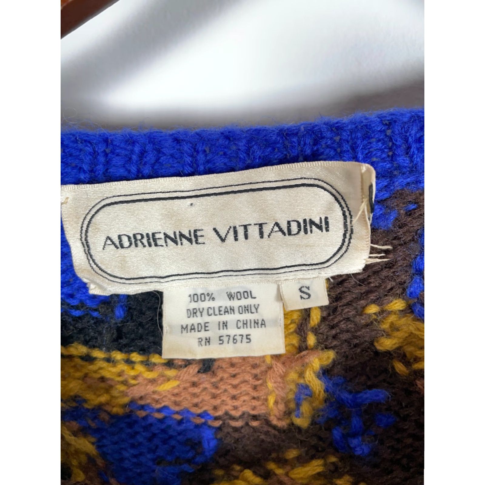 Vintage VINTAGE Adrienne Vittadini Sweater Women Small Blue Heavyweight Geometric Wool Knit Pullover 90s Retro Womens Size S / US 4 / IT 40 - 3 Thumbnail