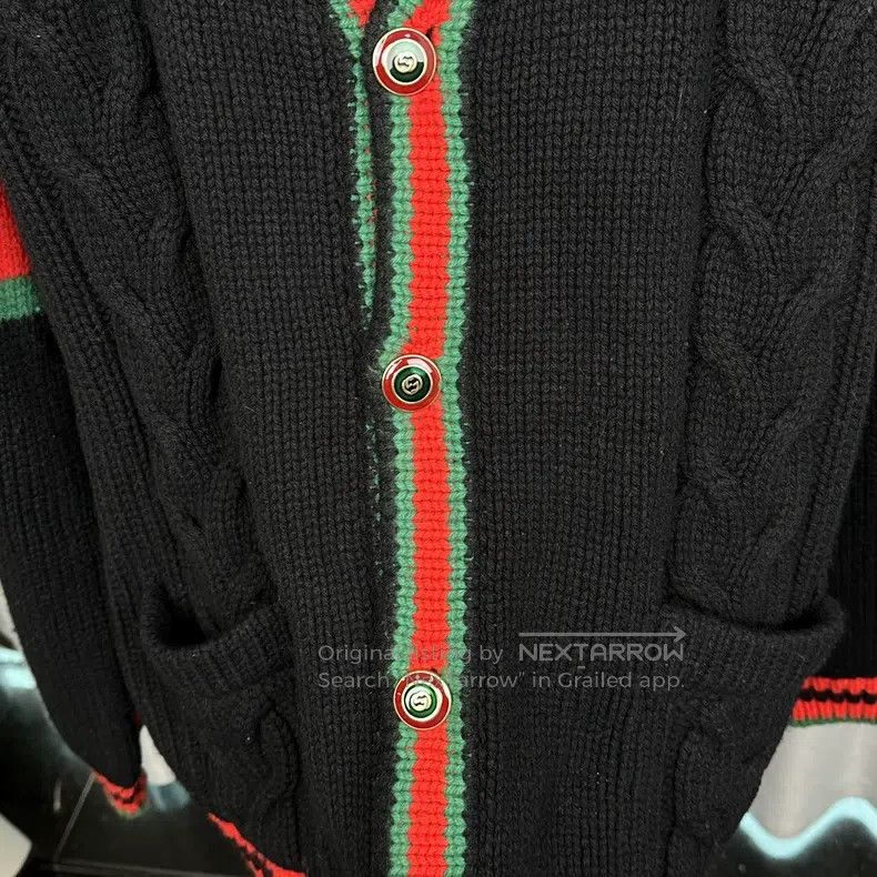 Gucci Gucci Red and green striped V-neck wool cardigan coat Size US XL / EU 56 / 4 - 5 Thumbnail