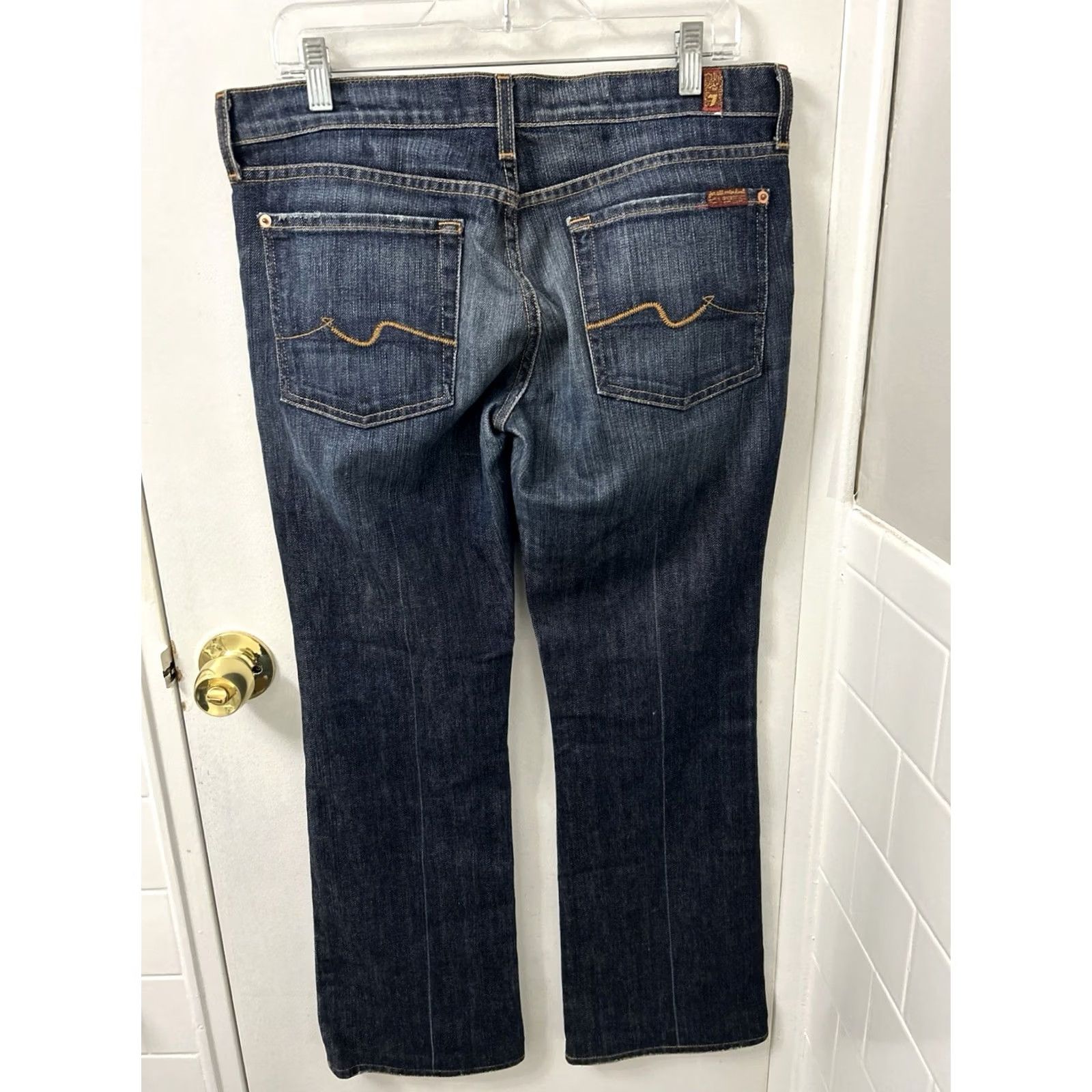 7 For All Mankind VTG 7 For All Mankind Flare Jeans Womens 31x30 Dark Wash Made In USA YKK Denim Size 24" / US 00 / IT 34 - 7 Thumbnail