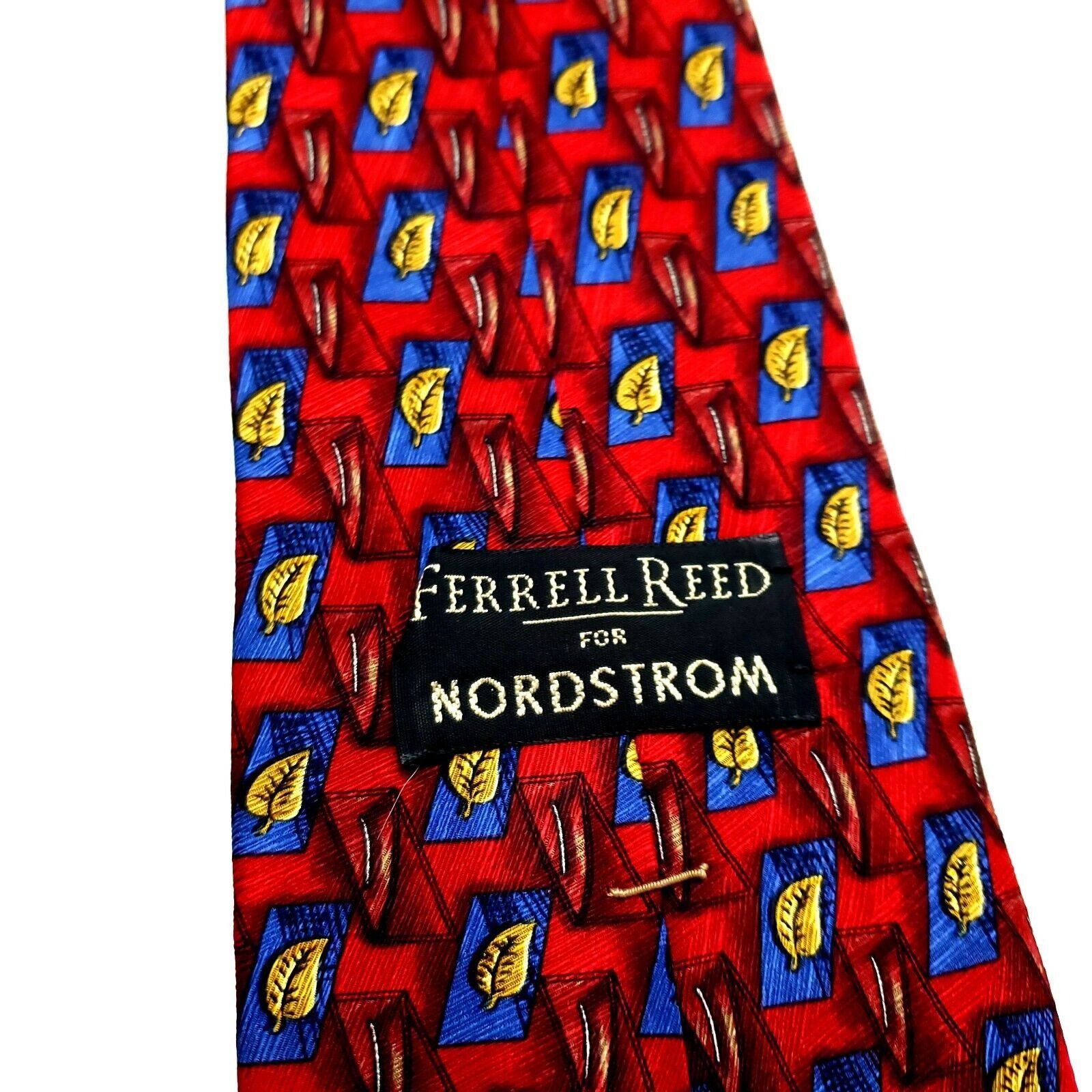 Vintage Ferrell Reed Silk Tie Print Red Wide Geometric Leaf Abstract Size ONE SIZE - 3 Thumbnail