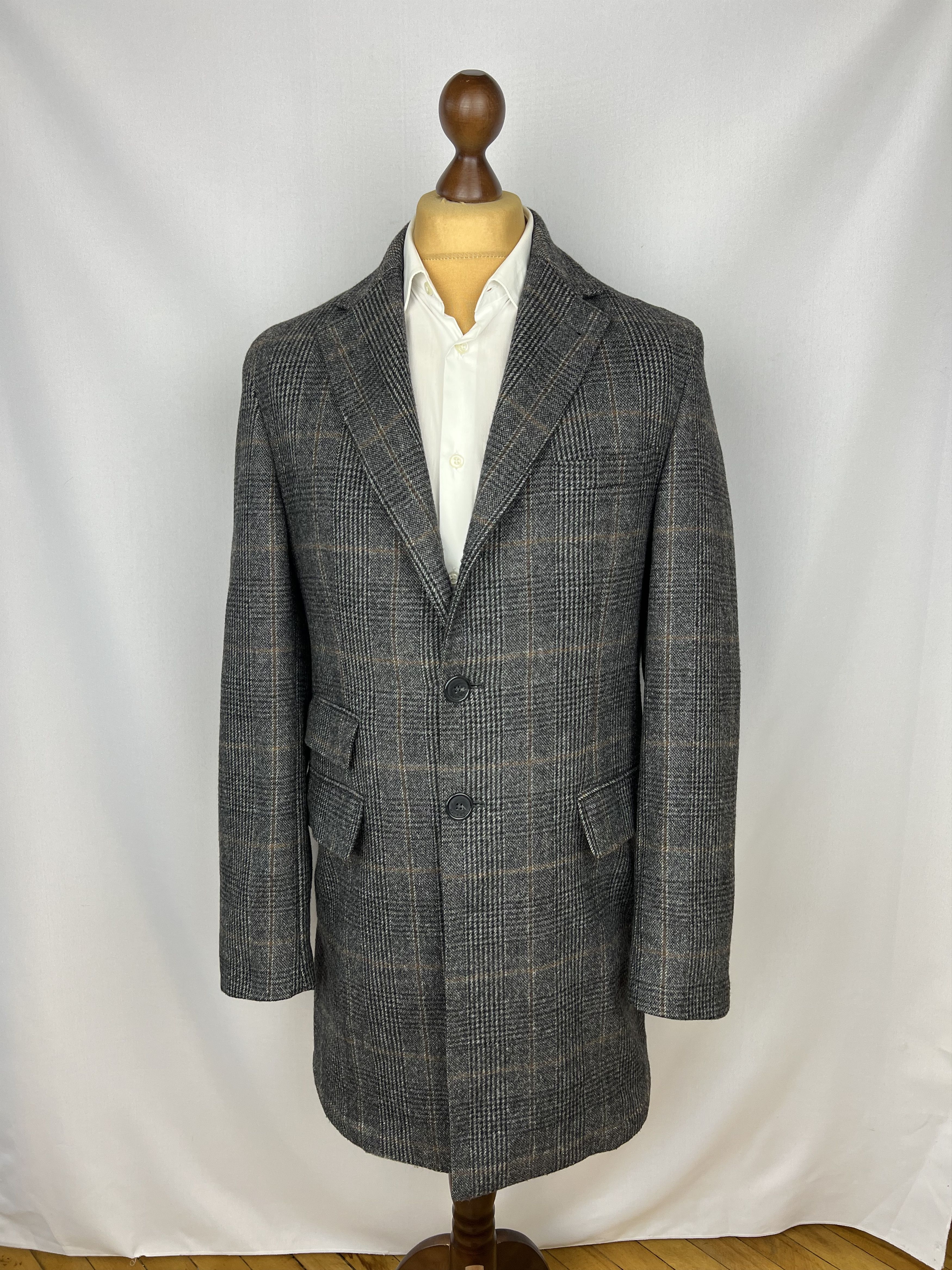 Hackett × Loro Piana 100% Pure Wool Plaid Unlined Single-Breasted Overcoat Size US M / EU 48-50 / 2 - 1 Thumbnail