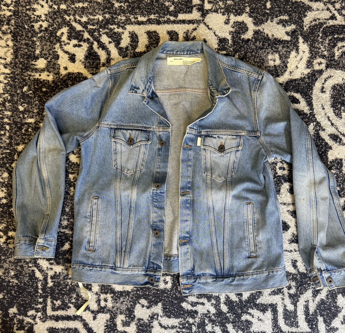 Off-White Off-White c/o Virgil Abloh Diagonal Stripe Denim Jacket Size US M / EU 48-50 / 2 - 1 Thumbnail