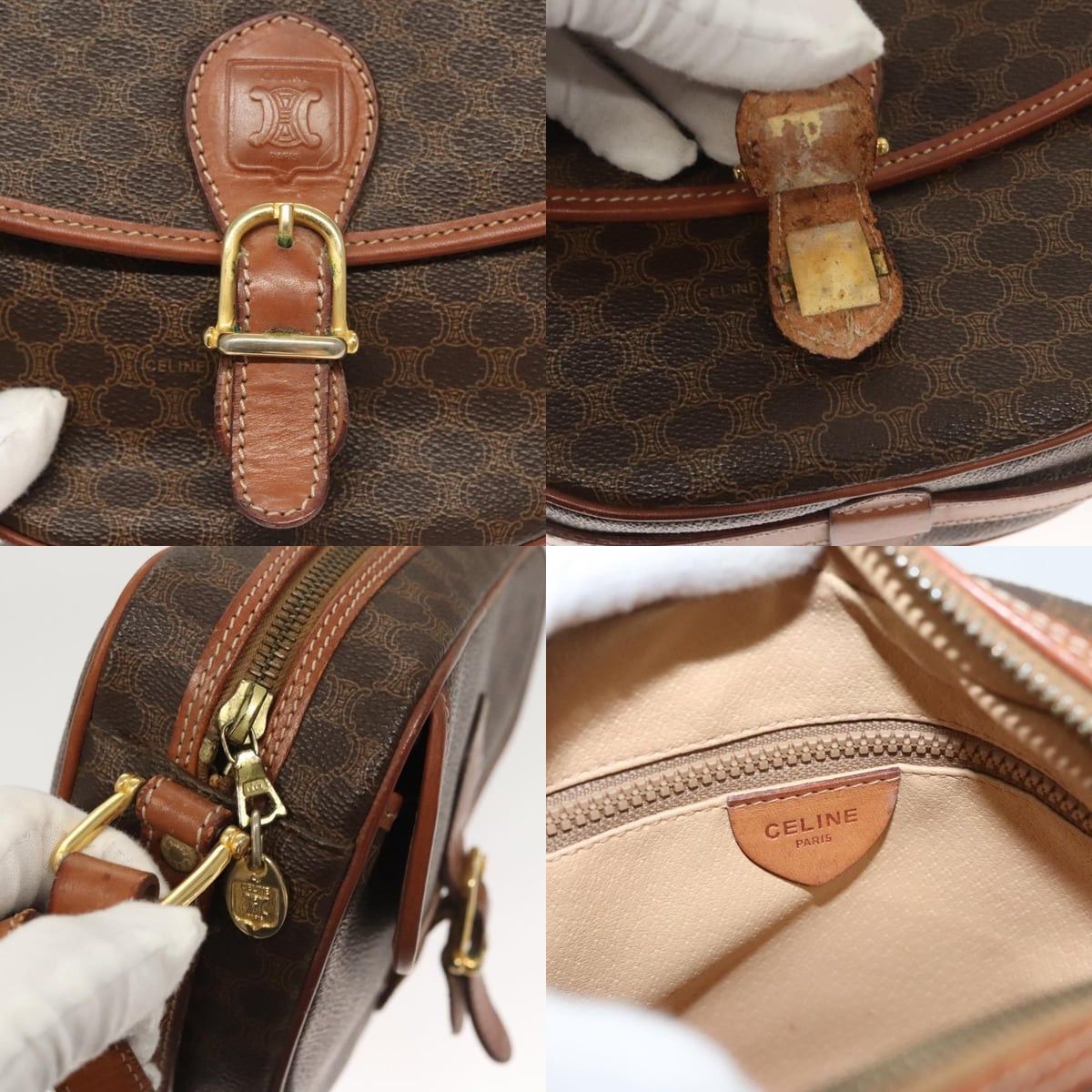 Celine CELINE Macadam Canvas Shoulder Bag Pvc Brown Gold Size ONE SIZE - 11 Thumbnail