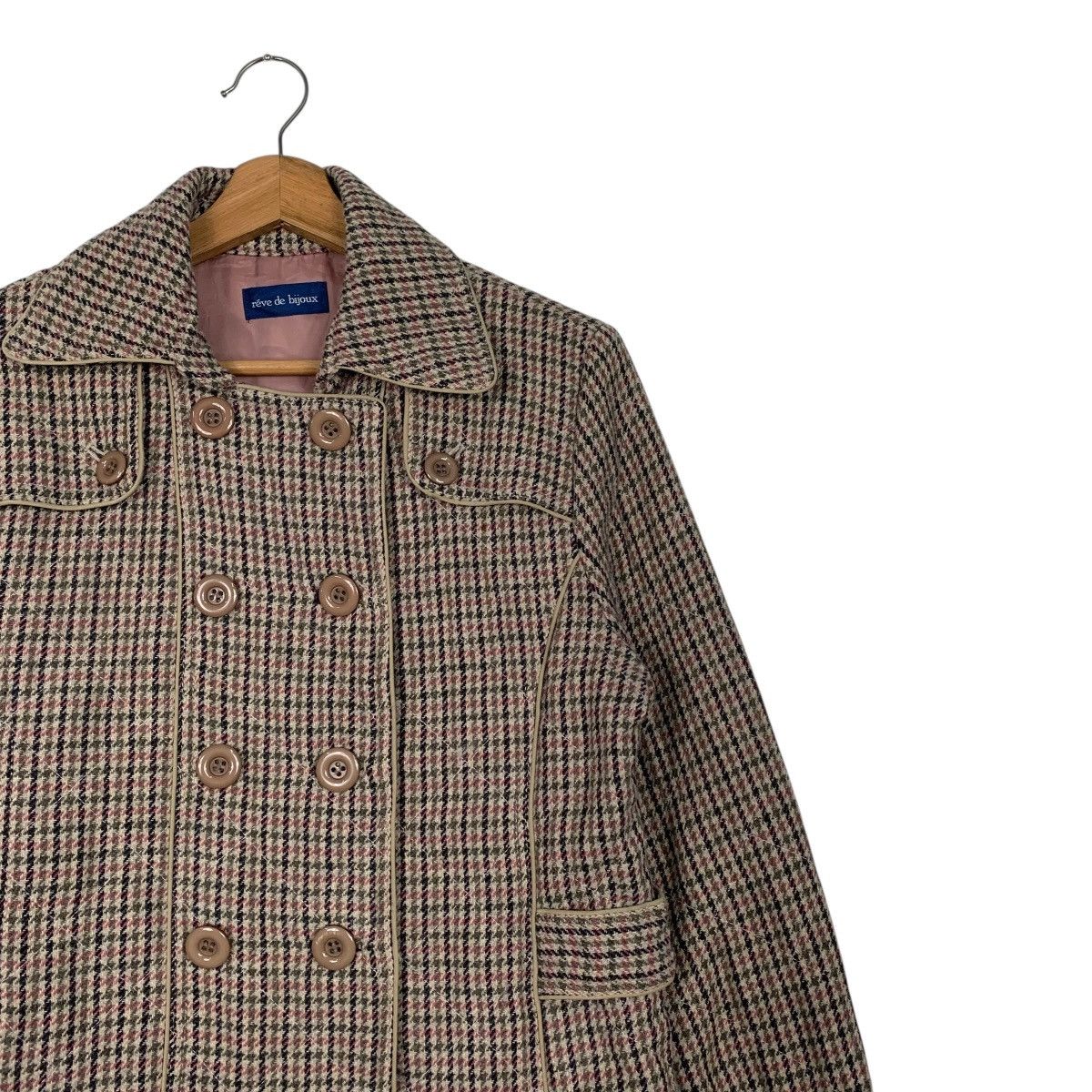 Japanese Brand Reve De Bijoux Double Breasted Houndstooth Tweed Coat Size S / US 4 / IT 40 - 5 Thumbnail