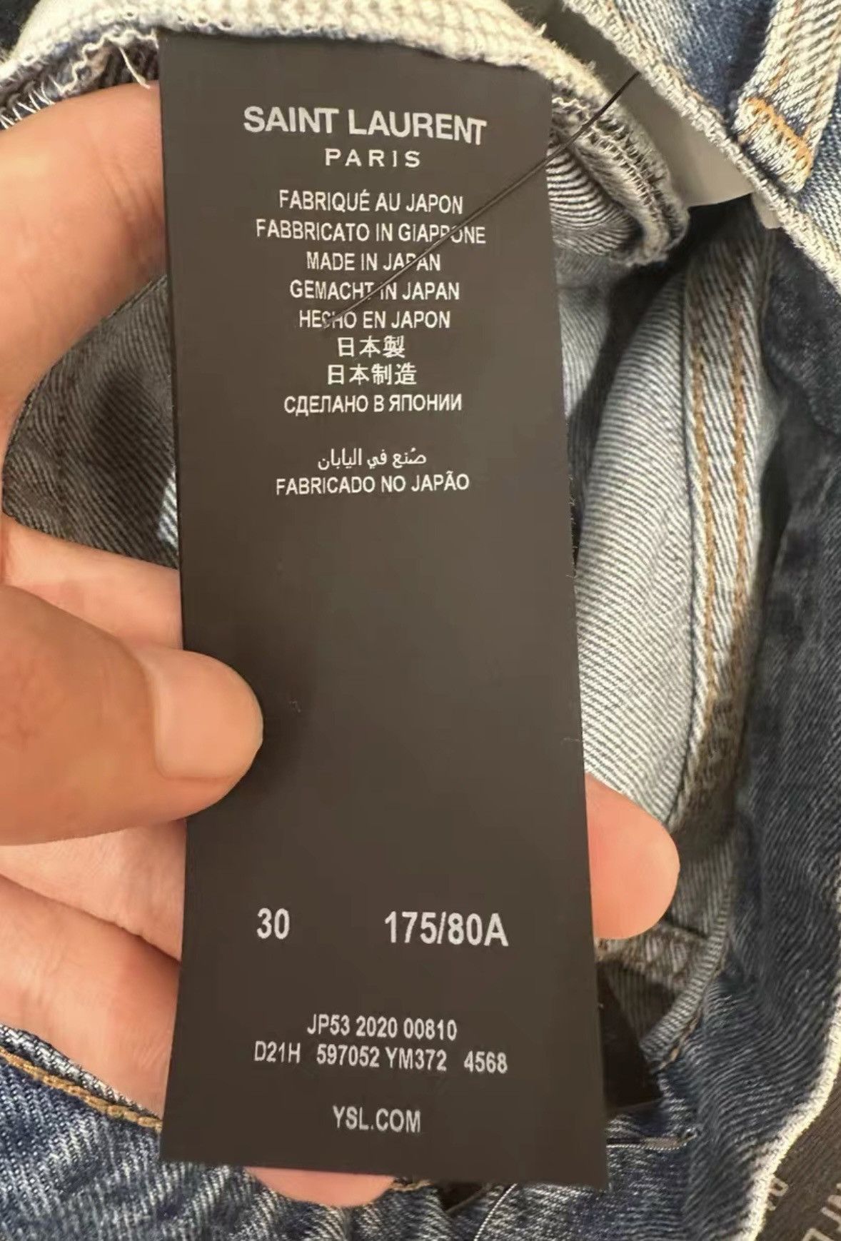 Saint Laurent SLP FW20 D18 Single Knee Distressed Blue Denim