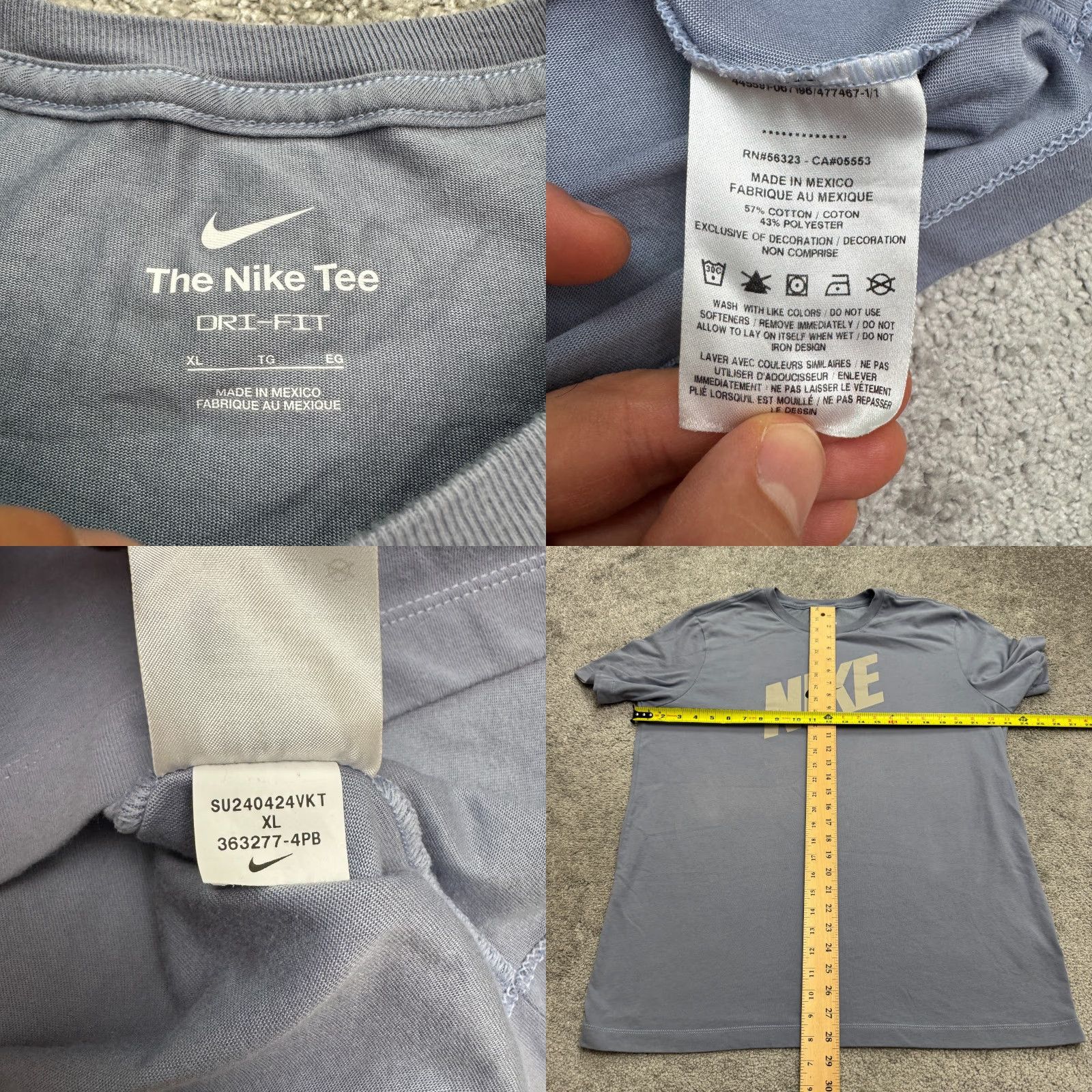 Nike Nike Dri-Fit Tee T-Shirt Mens XL Light Blue Short Sleeve Crew Tee Size US XL / EU 56 / 4 - 8 Thumbnail