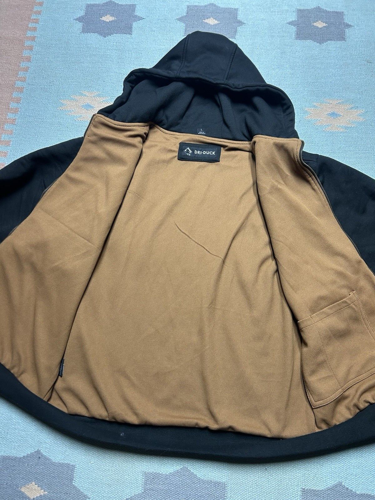 Vintage Dri Duck thermal lined hoodie black BROKEN ZIPPER heavy L Size US L / EU 52-54 / 3 - 4 Thumbnail