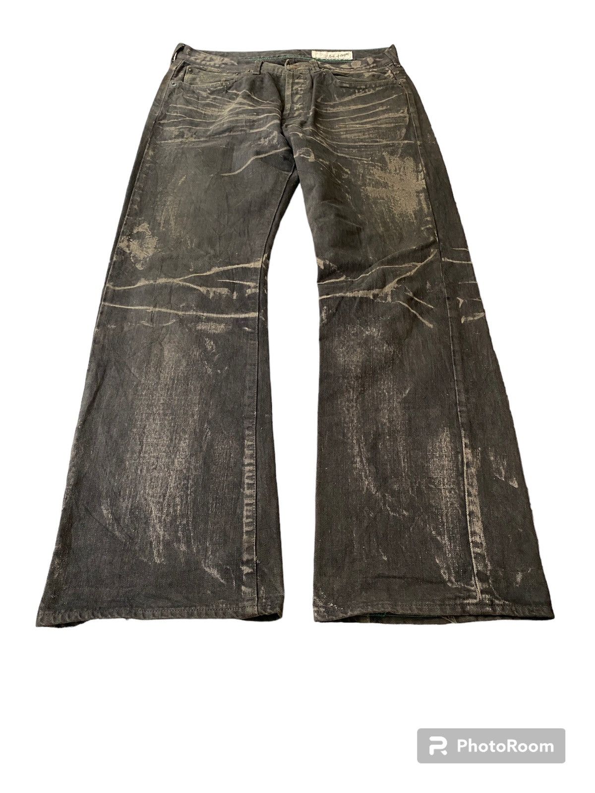 If Six Was Nine Flared Baggy Soul Of Freedom Waxed Denim Size US 33 - 3 Thumbnail