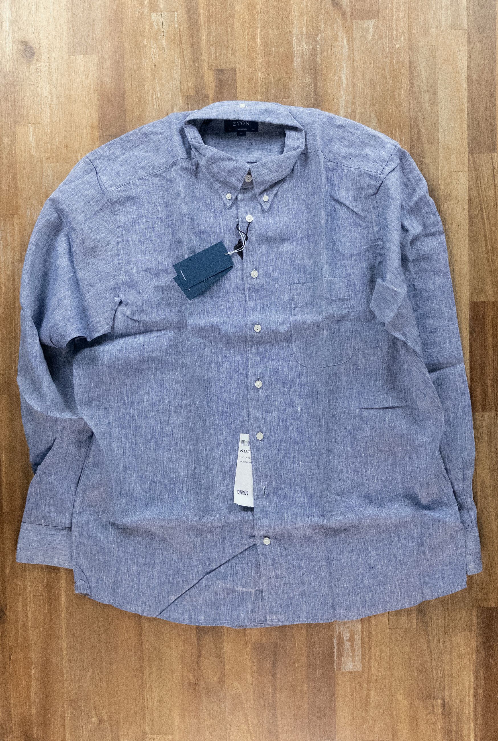 Eton ETON of Sweden contemporary fit blue linen shirt 45 XXL Size US XXL / EU 58 / 5 - 9 Thumbnail