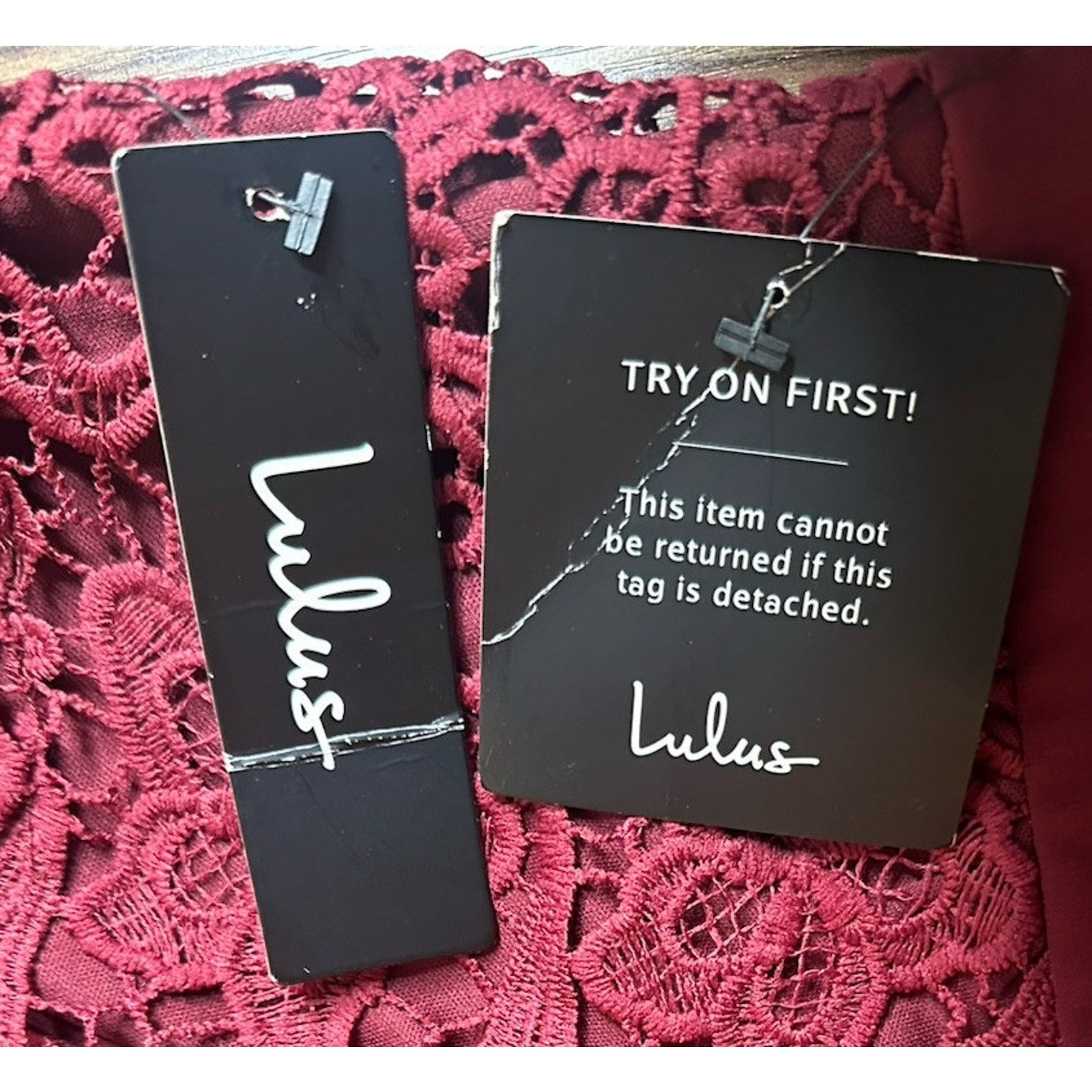 Other Lulus Angel in Disguise Burgundy Lace Dress Deep V Cocktail Size M / US 6-8 / IT 42-44 - 12 Thumbnail