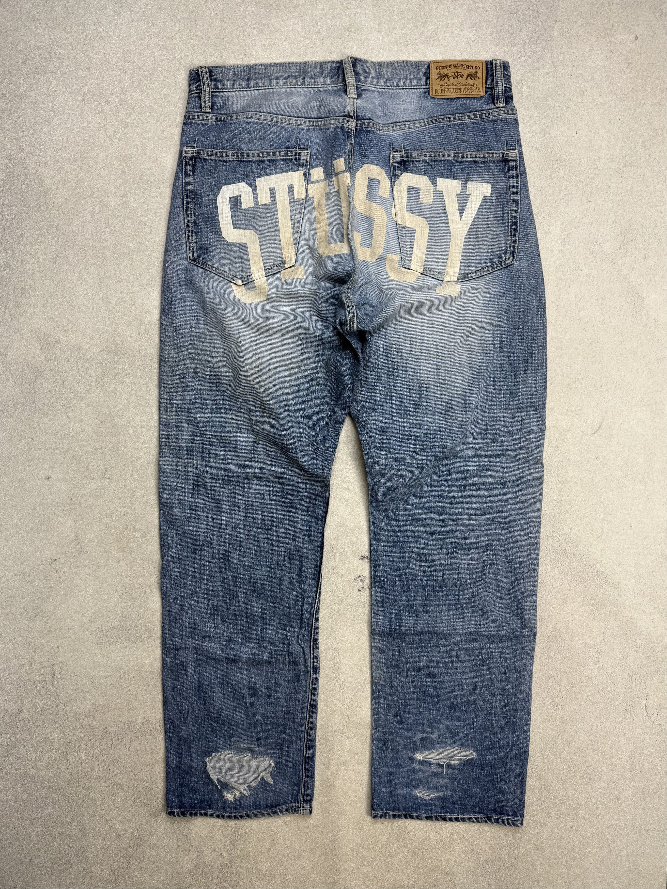 Stussy Vintage Stussy Distressed Denim Jeans Spell Out Size US 34 / EU 50 - 1 Thumbnail