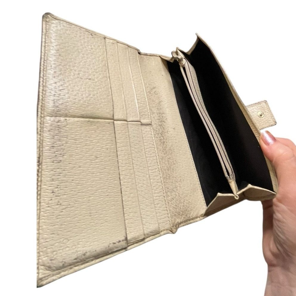 Gucci Gucci D Ring GG Canvas leather Continental Wallet Cream Size ONE SIZE - 7 Thumbnail