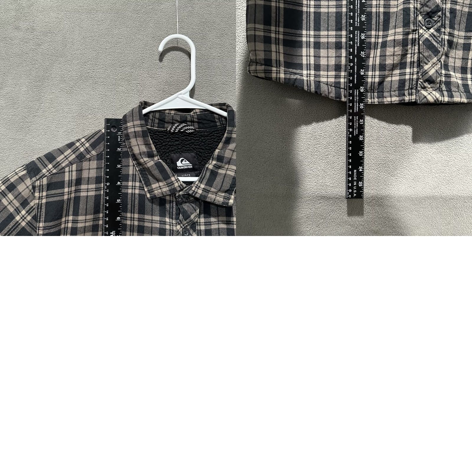 Quiksilver Quiksilver Shirt Mens Large Black Beige Plaid Flannel Button Up Size US L / EU 52-54 / 3 - 9 Thumbnail