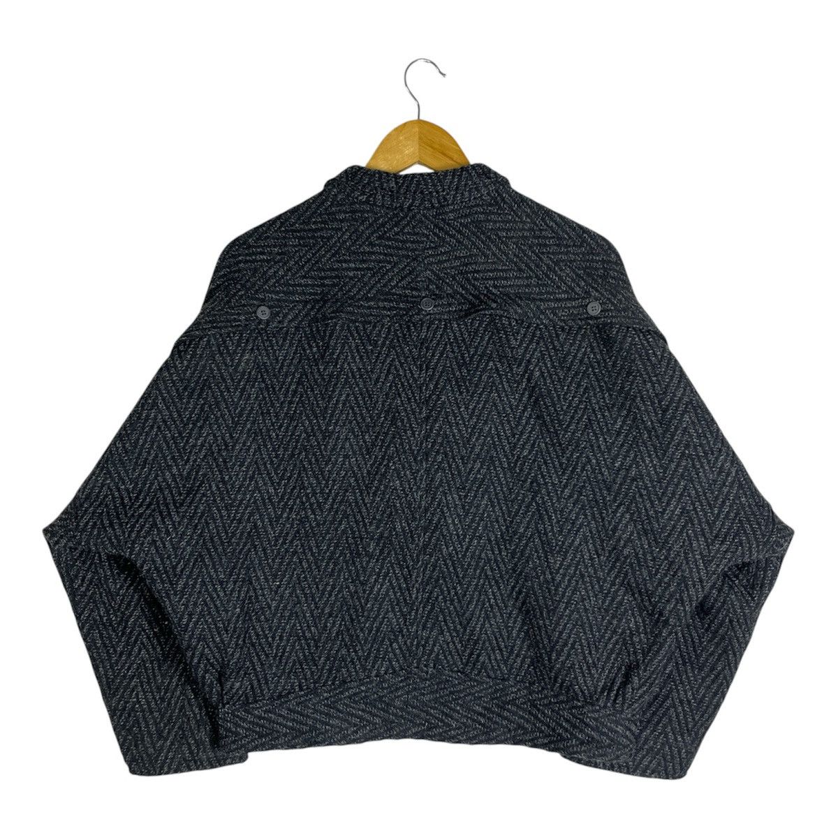 Issey Miyake Issey Miyake Inspired MR-TESSEL Herringbone Wool Bomber Size US M / EU 48-50 / 2 - 2 Thumbnail