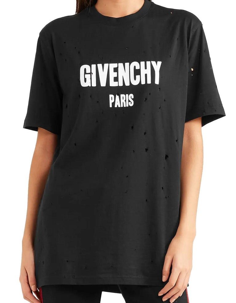 Givenchy Black Distressed Logo T-Shirt Size XS / US 0-2 / IT 36-38 - 1 Thumbnail