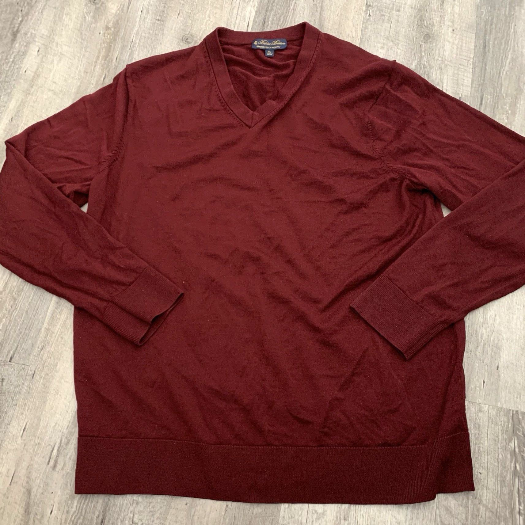 Brooks Brothers Brooks Brothers Brookstech Sweater Mens XL Wine Merino Wool V-Neck Pullover Lite Size US XL / EU 56 / 4 - 6 Thumbnail