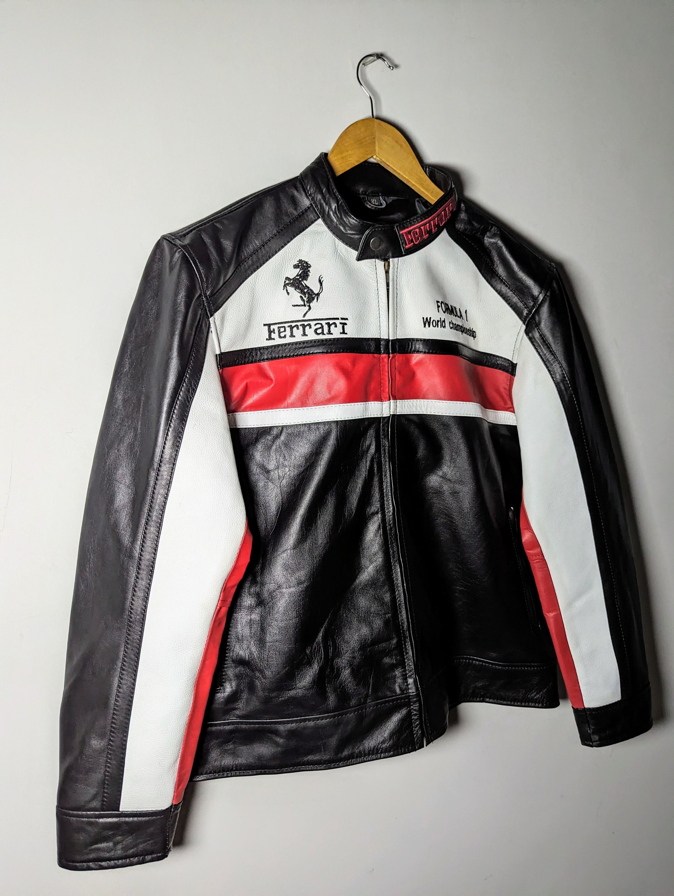 Ferrari 🔥VINTAGE FERRARI LEATHER JACKET Formula 1 STREETWEAR Racing Size US L / EU 52-54 / 3 - 6 Thumbnail