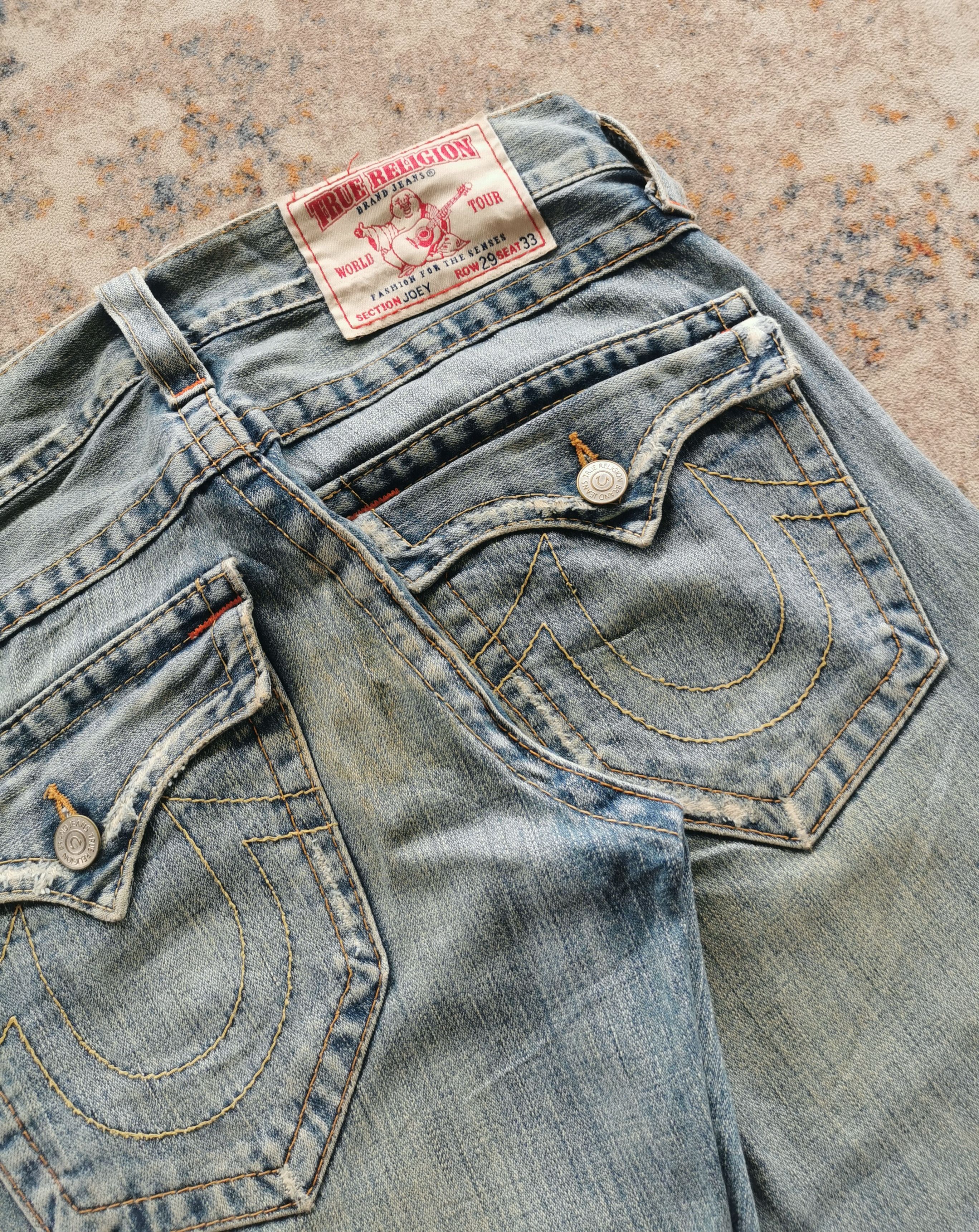 Vintage TRUE RELIGION Flared Distressed Jeans