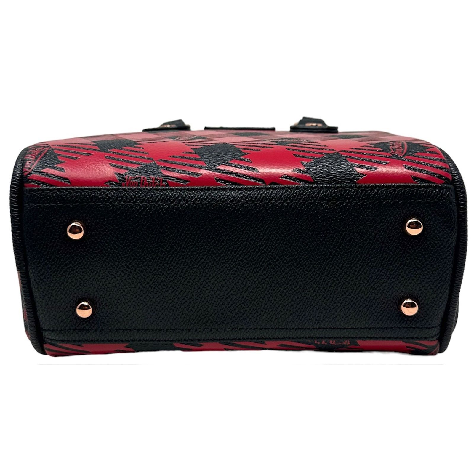 Von Dutch Red & Black Plaid Small Bowling Crossbody Hand Bag