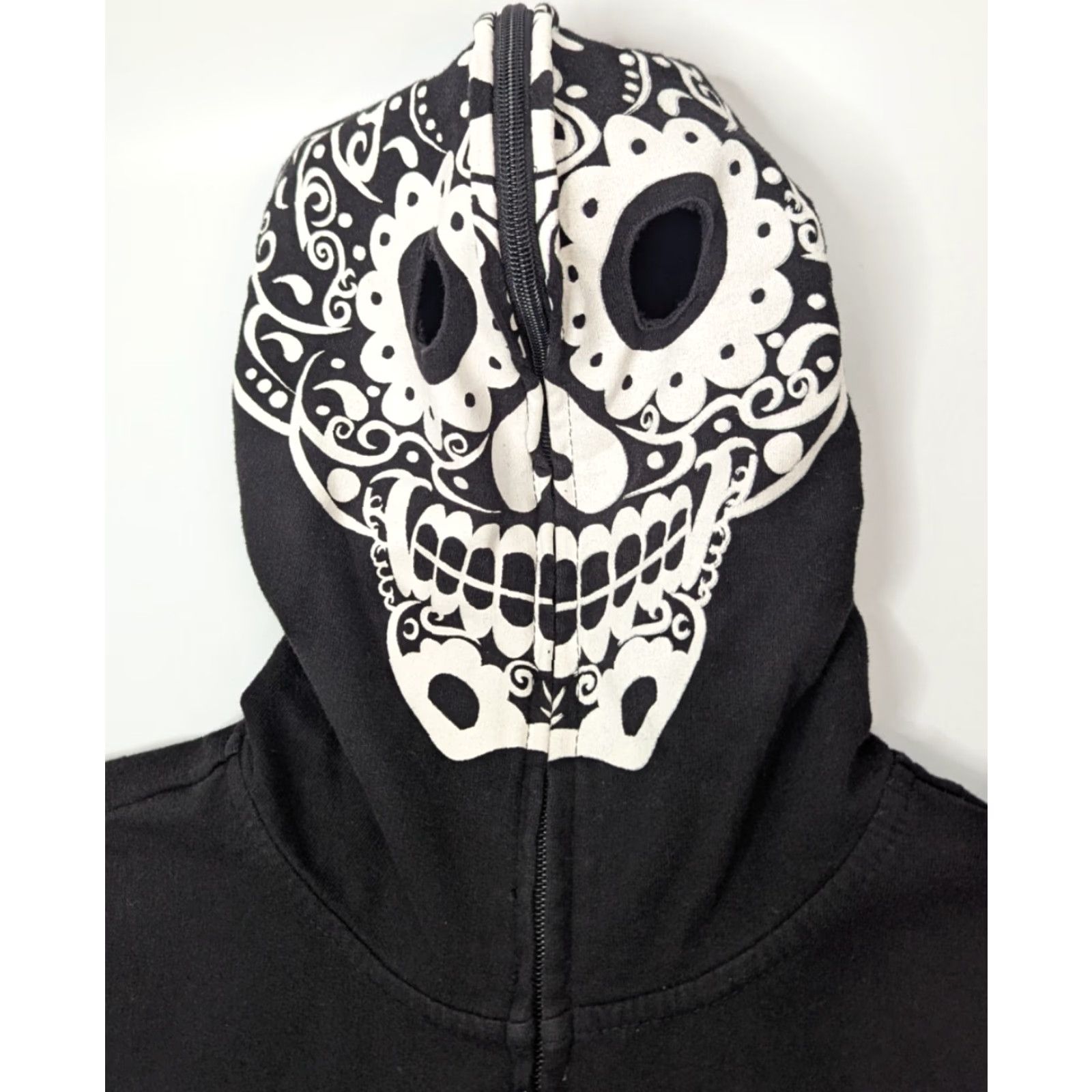 Hot Topic VINTAGE XXXRude Skeleton Hoodie Hot Topic Full Zip Up Skull Mask Emo Grunge Size Medium Size US M / EU 48-50 / 2 - 2 Thumbnail