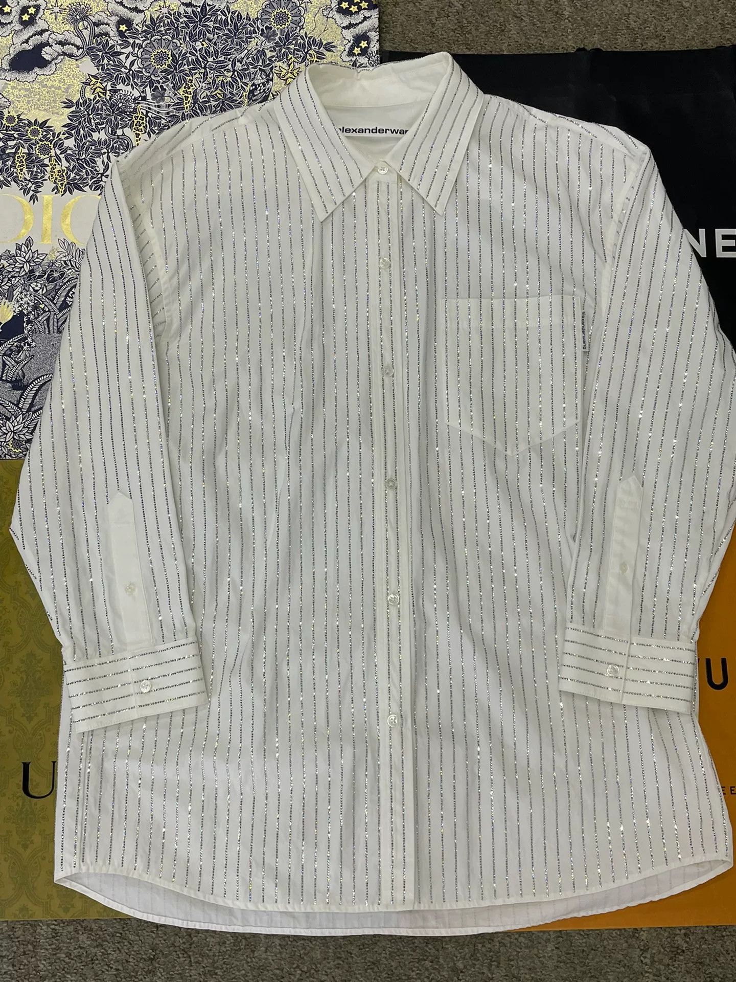 Alexander Wang Alexander Wang White Rhinestone Shirt Size S / US 4 / IT 40 - 1 Thumbnail