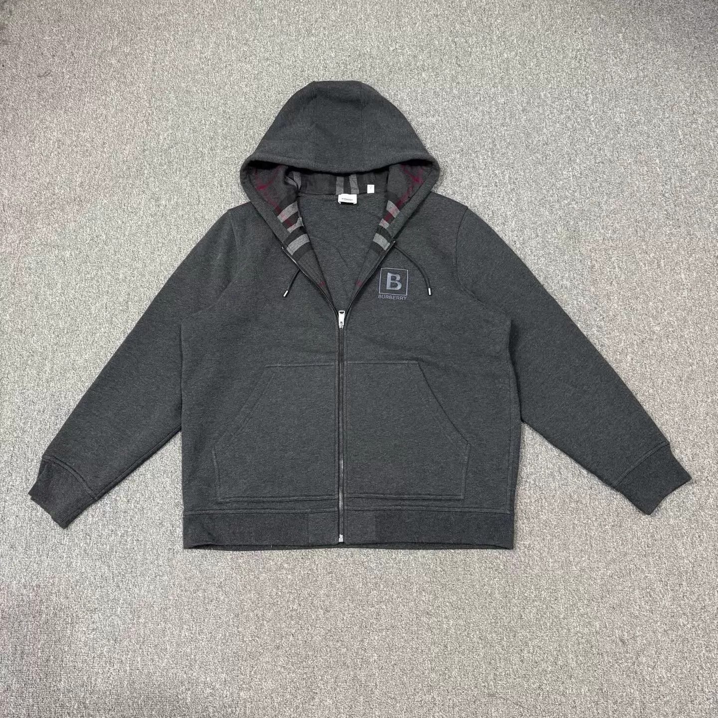 Burberry Gray Check TB Logo Zip Jkt XXL 99 New