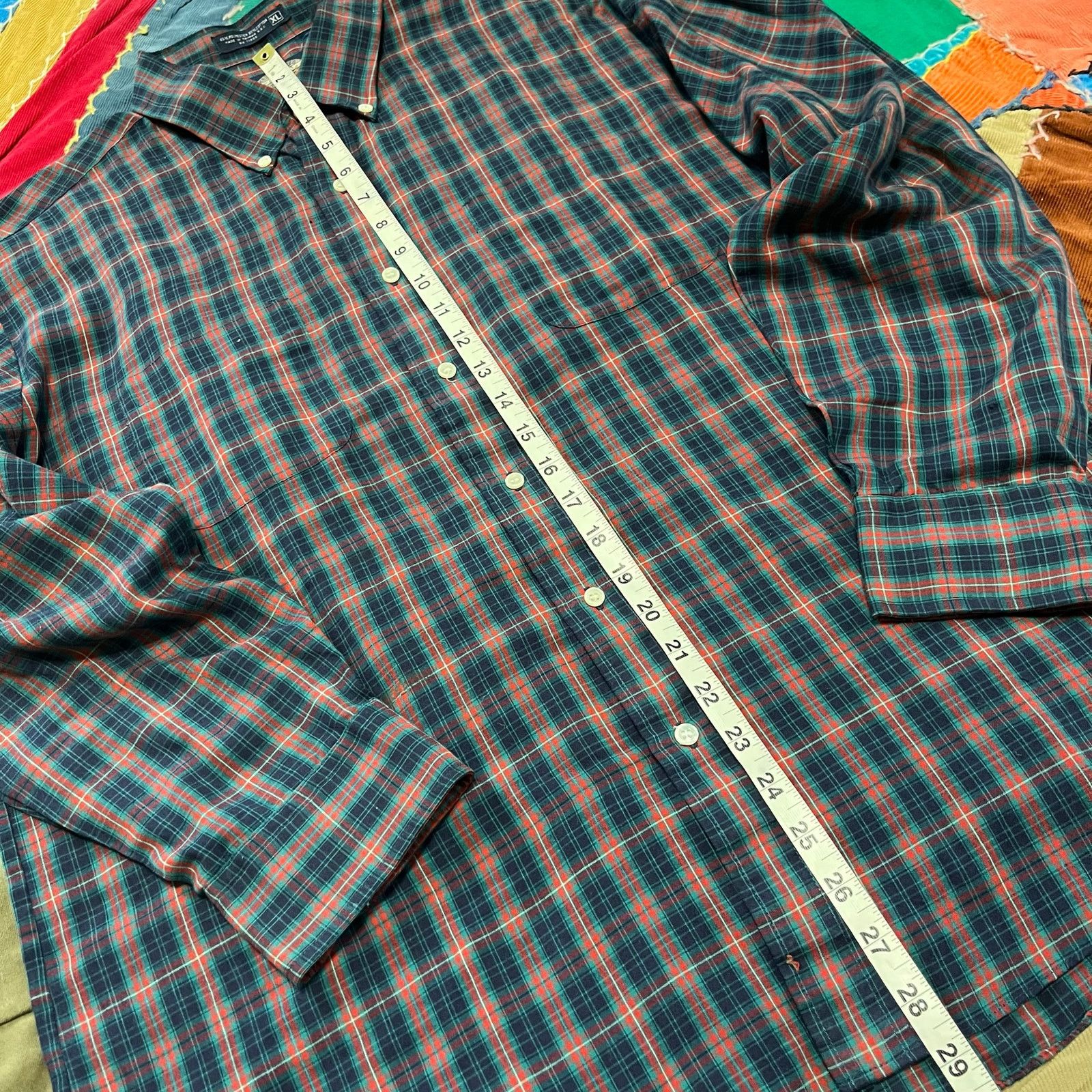 Towncraft Vintage Towncraft Red/Navy/Green Button Up Long Sleeve Shirt Size US XL / EU 56 / 4 - 4 Thumbnail