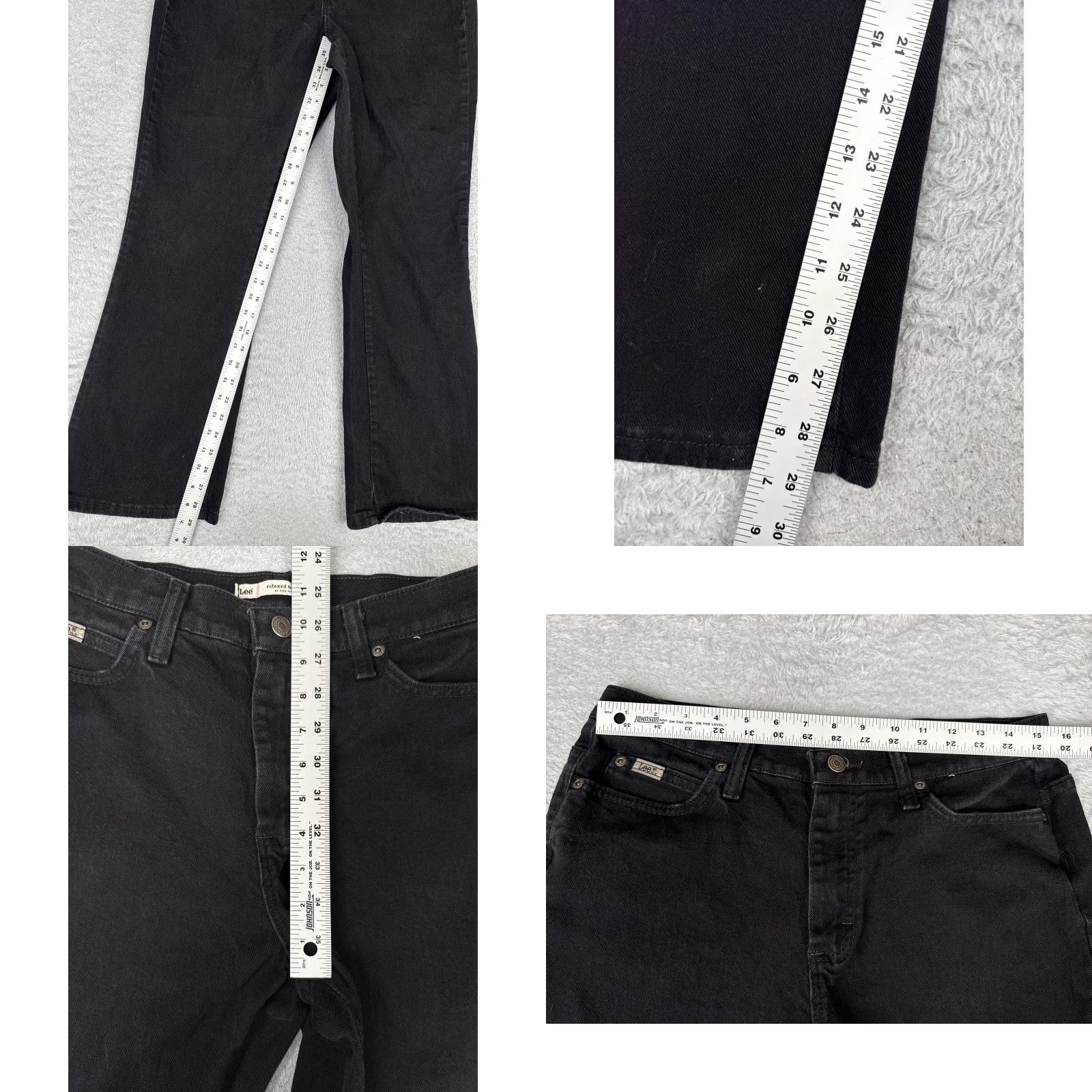 Lee Lee Jeans Womens Bootcut Relaxed 12 Short Black Wash High Rise Stretch Denim 32x29 Size 34" / US 12 / IT 48 - 8 Thumbnail