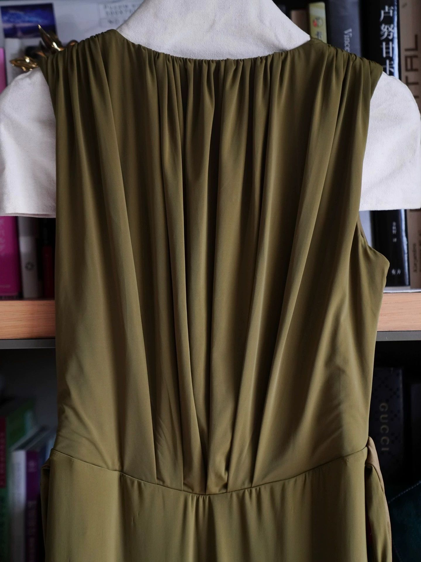 Balmain Balmain Egyptian Scarab Deep V Moss Green Long Dress Size M / US 6-8 / IT 42-44 - 6 Thumbnail