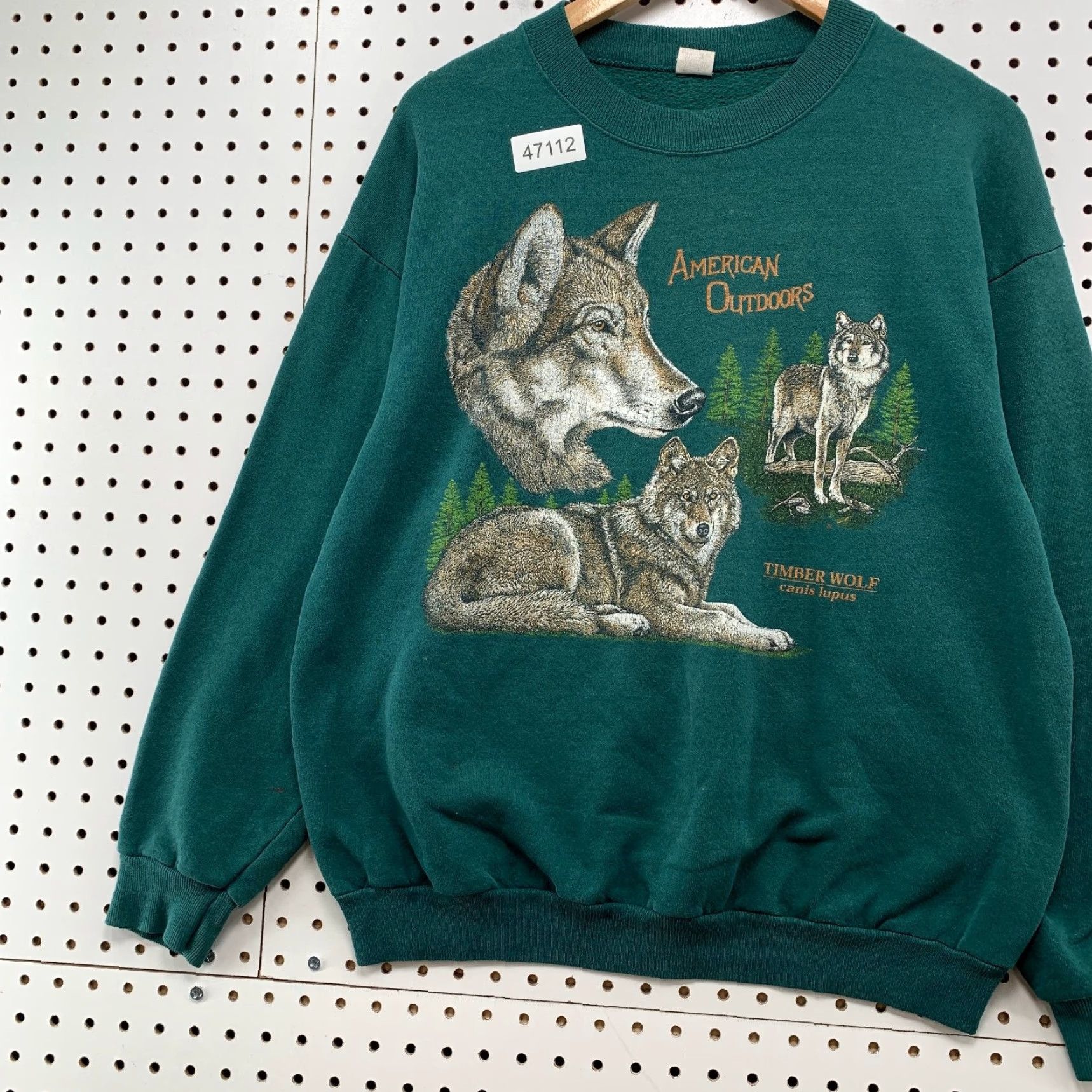 Vintage VINTAGE Wolf Nature Sweatshirt Mens Large Green Timberwolf American Outdoor USA Size US L / EU 52-54 / 3 - 5 Thumbnail