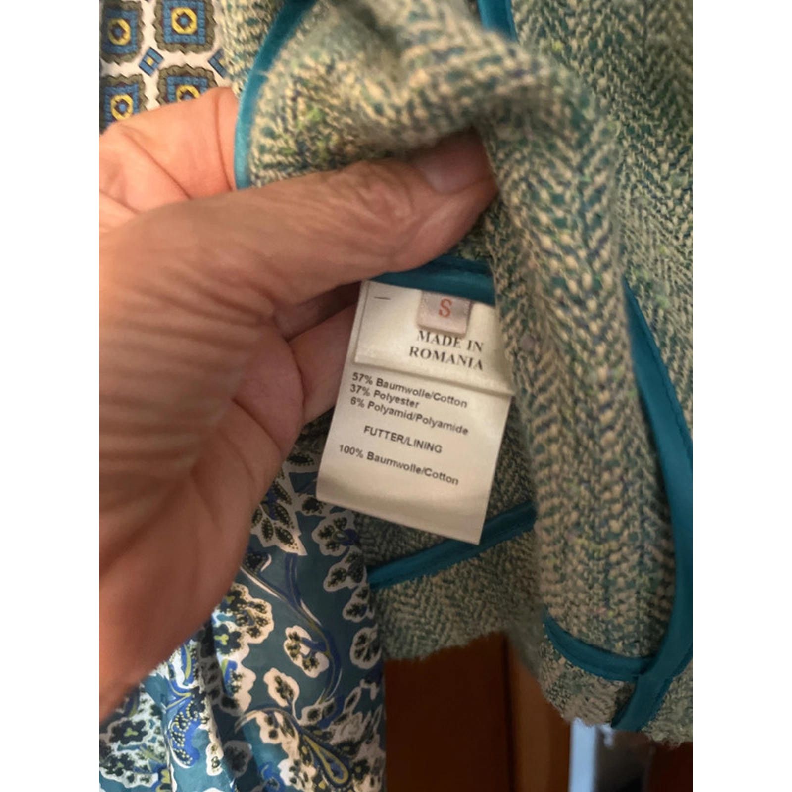 DOROTHEE SCHUMACHER Vtg Schumacher Designer Dress Jacket Green Blue Romania Size XS / US 0-2 / IT 36-38 - 18 Thumbnail