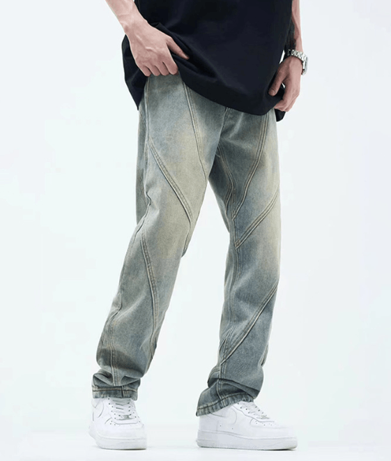 Japanese Brand × Jean High street washed distressed straight loose casual jeans Size US 32 / EU 48 - 3 Thumbnail