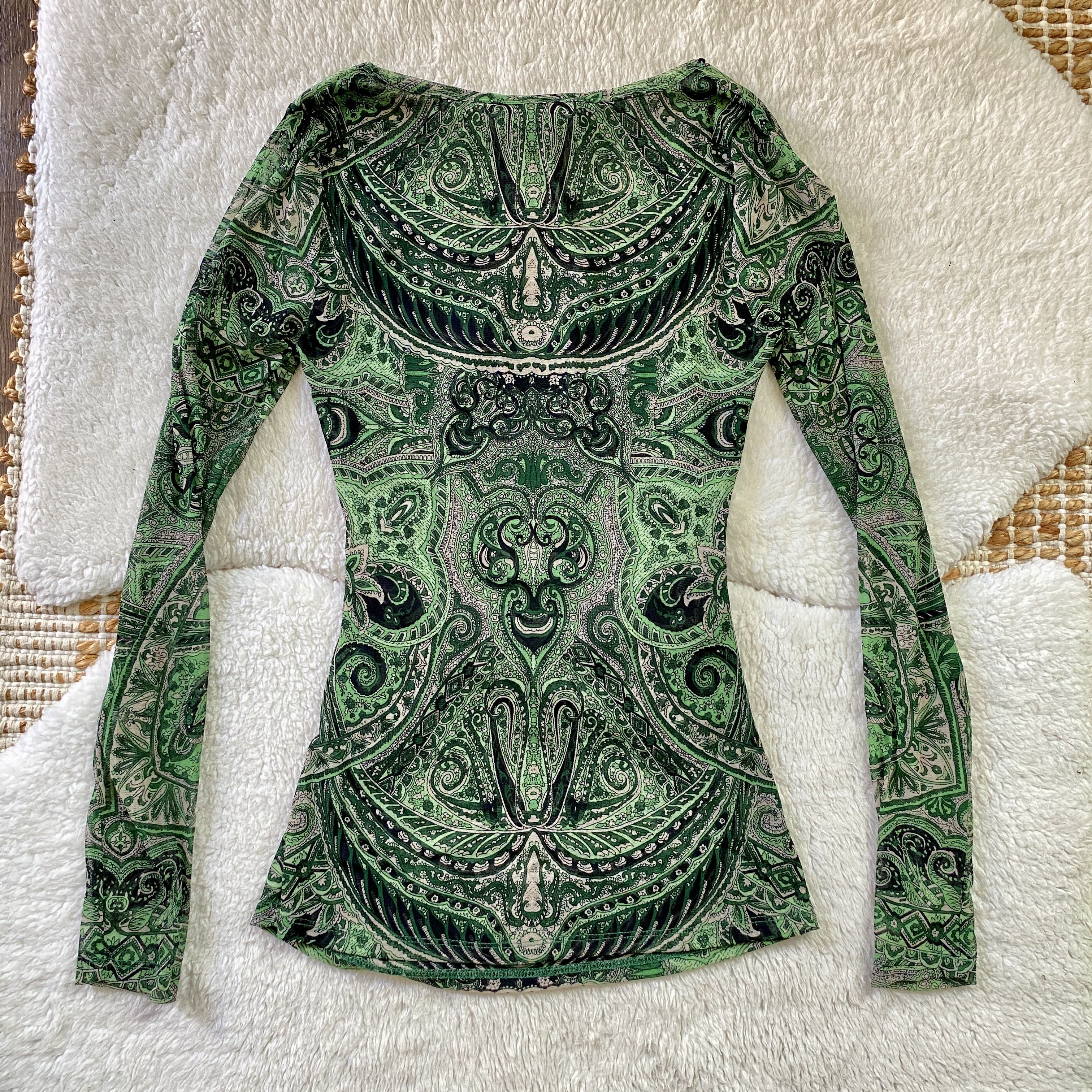I.N.C INC International Concepts Sheer Green Paisley Beaded Top Size M / US 6-8 / IT 42-44 - 6 Thumbnail